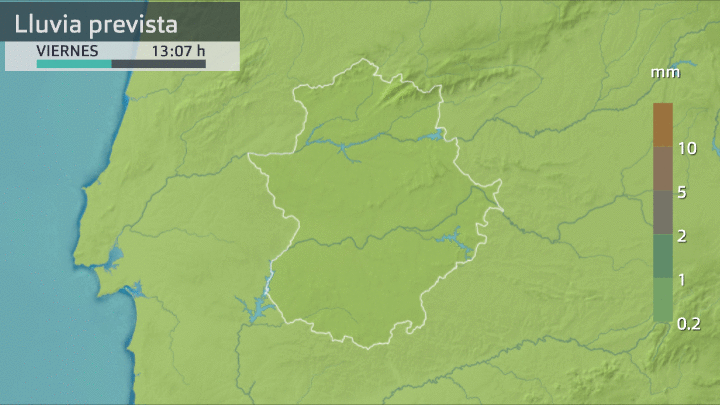 Previsión de lluvia para hoy en Extremadura