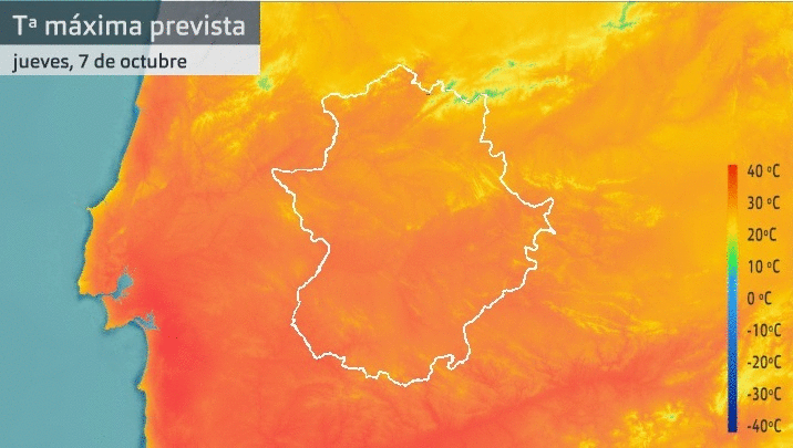 Temperatura máxima prevista para los 4 próximos días