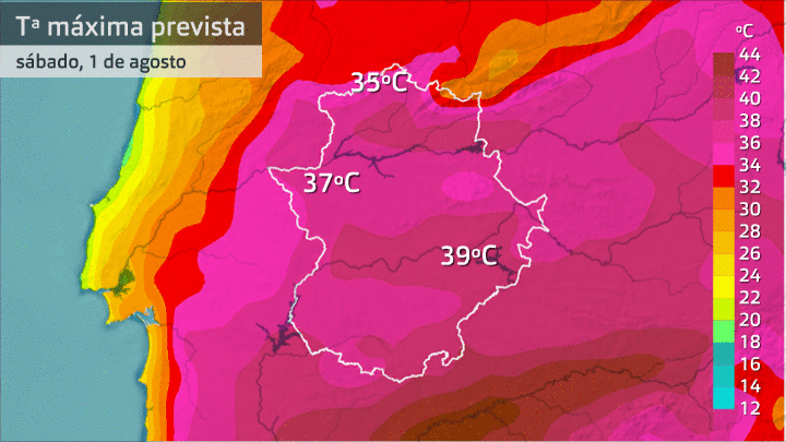 Evolución de las temperaturas máximas en los próximos 3 días