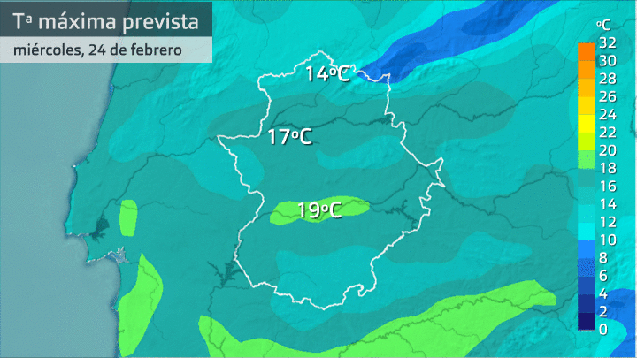 Temperatura máxima prevista para los 4 próximos días