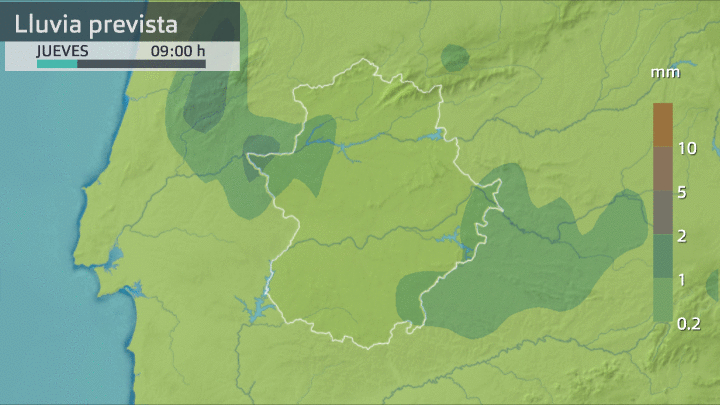 Previsión de lluvia para hoy en Extremadura