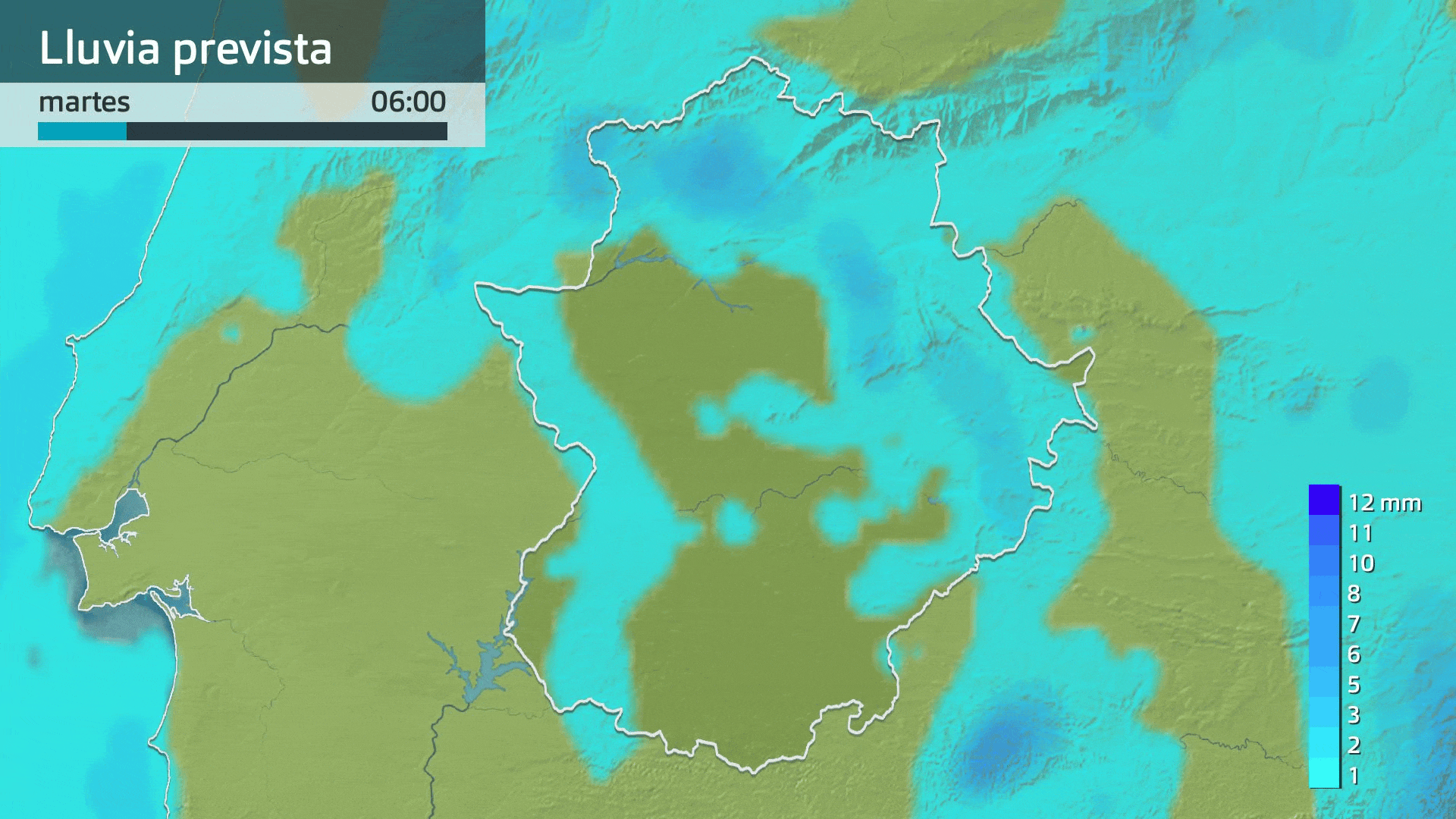 Lluvia prevista para hoy martes 16 de diciembre