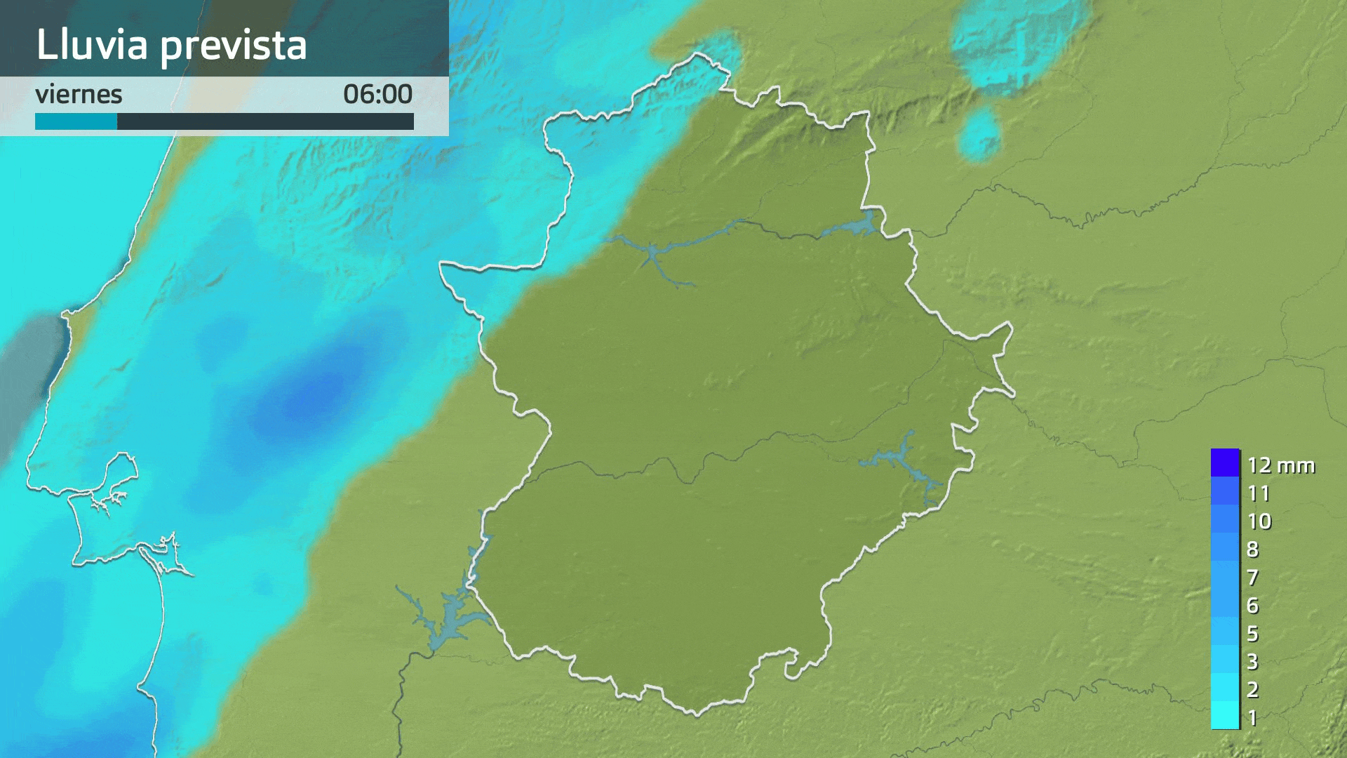 Lluvia prevista para hoy viernes 19 de diciembre