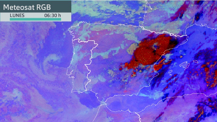 Imagen del Meteosat RGB lunes 26 de julio 06:30 h. Fuente: Eumetsat