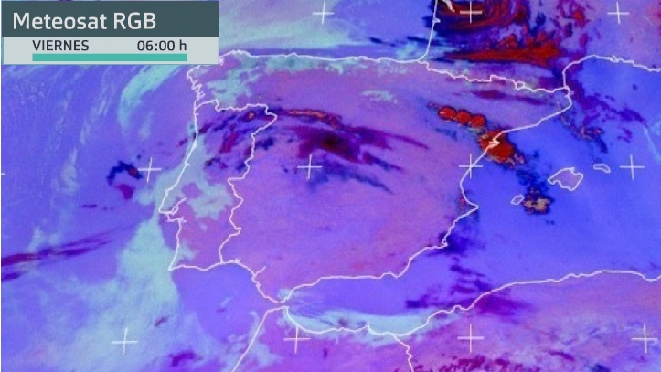 Imagen del Meteosat (Canal RGB) viernes 11 de junmio 6 h. Fuente: Eumetsat