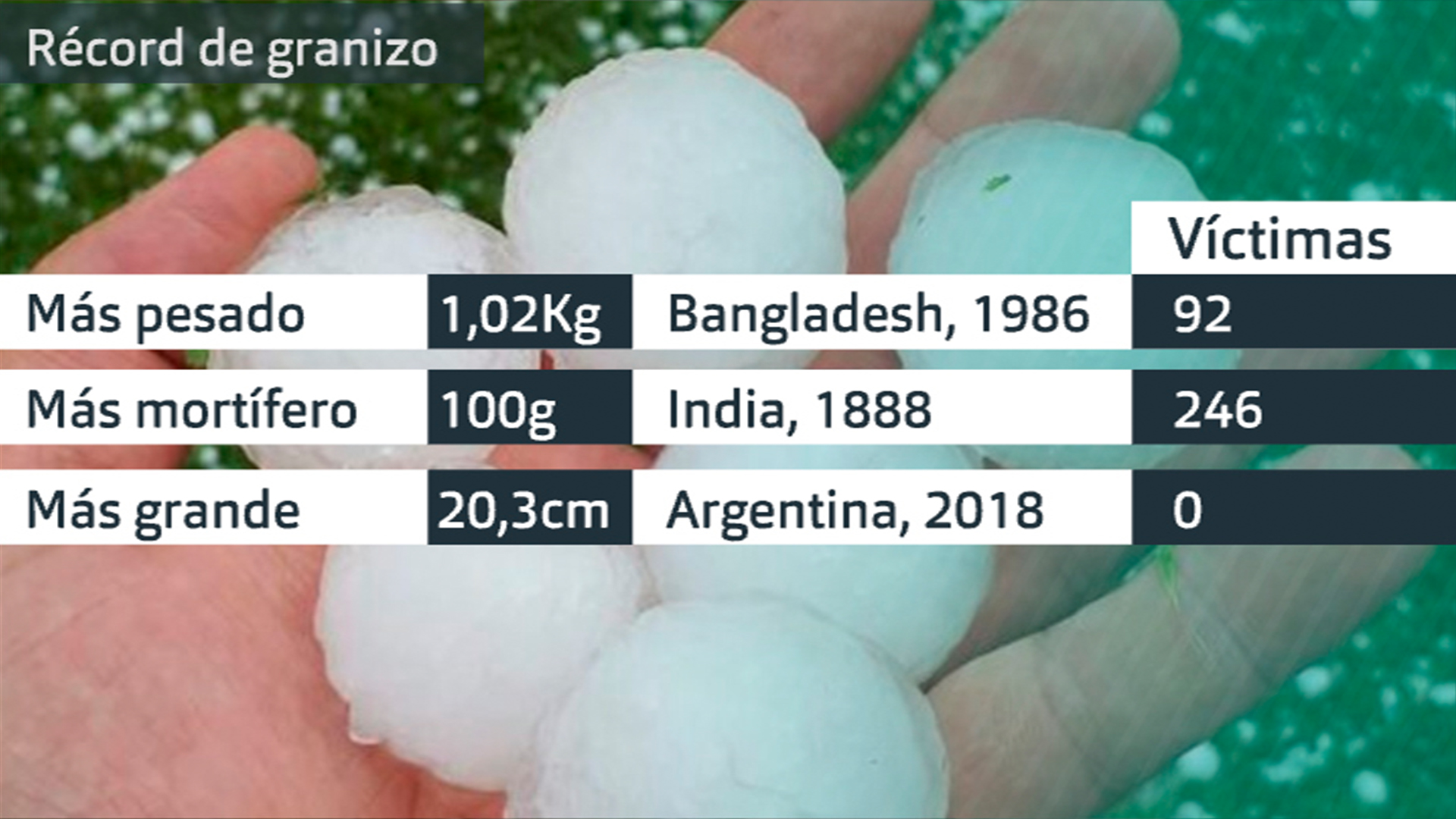 Granizadas más relevantes a lo largo del mundo