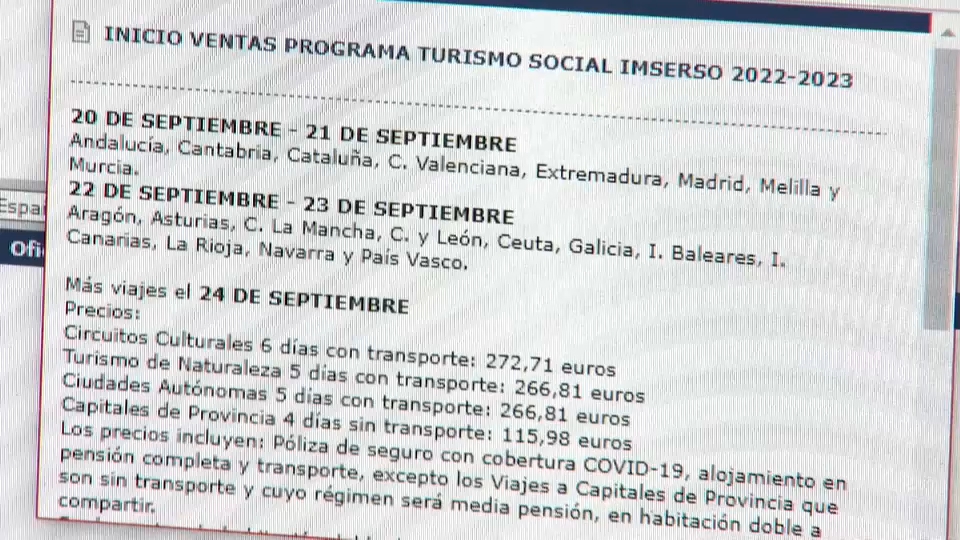 Llegan los viajes del IMSERSO