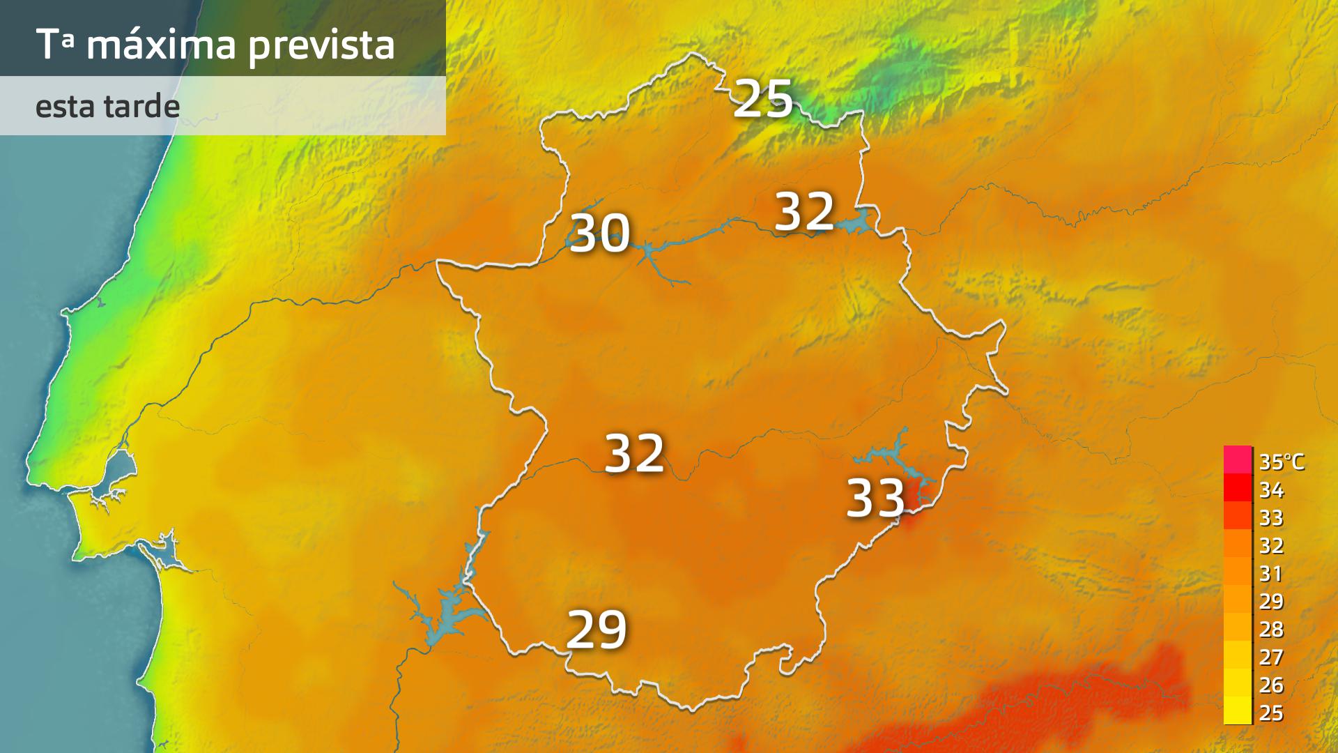 Temperatura máxima prevista para hoy jueves 13 de junio