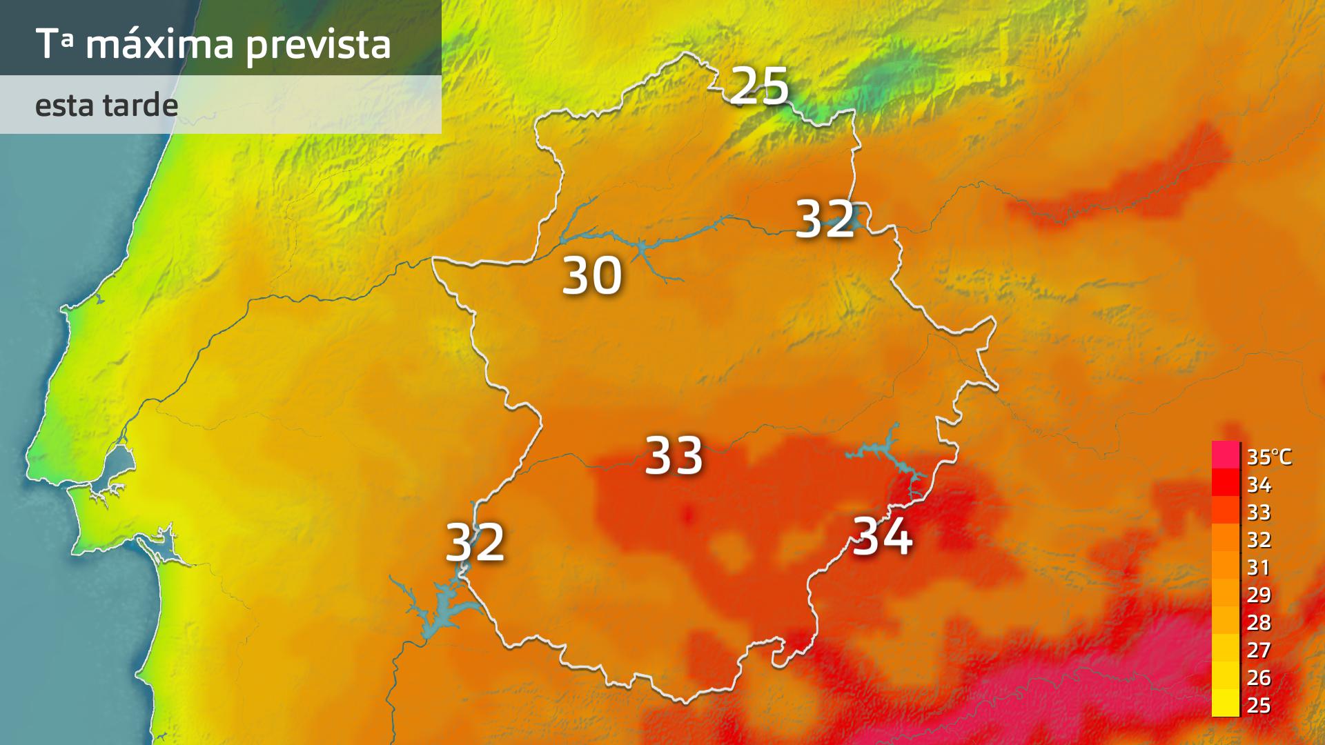 Temperatura máxima prevista para hoy lunes 17 de junio