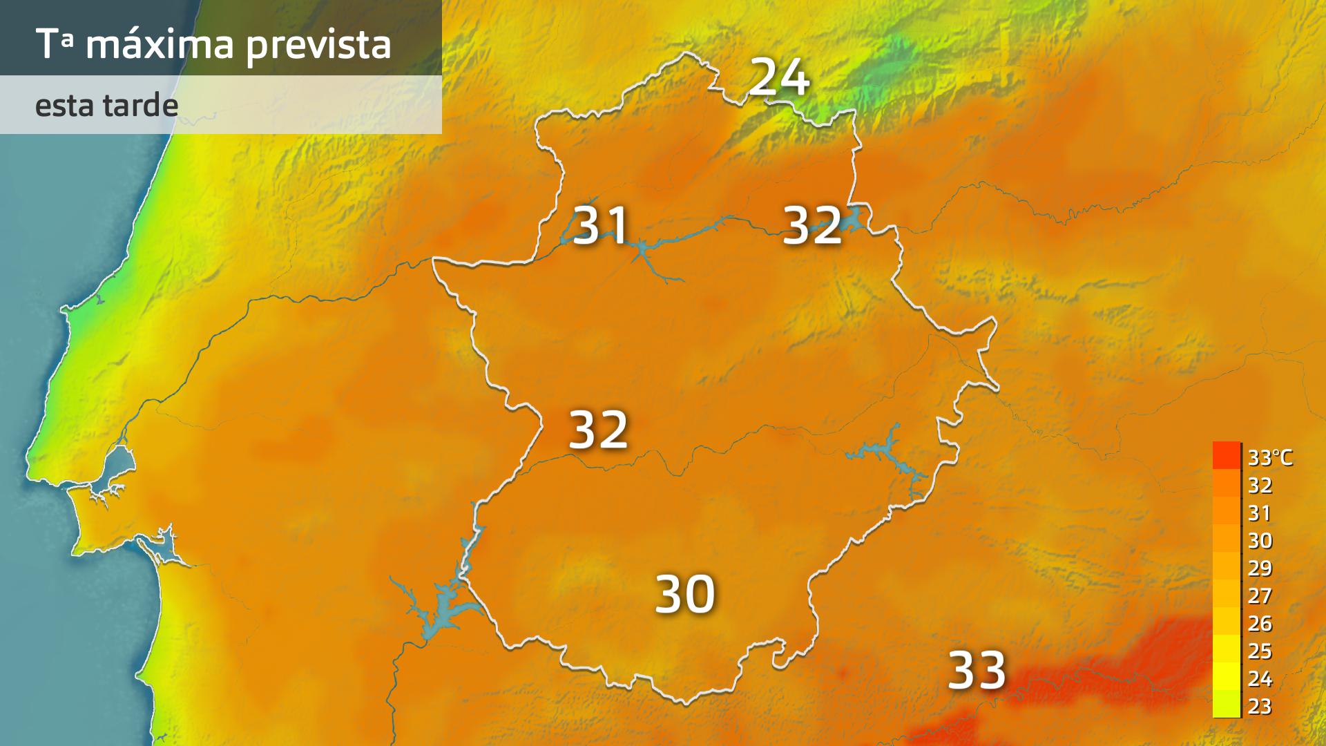 Temperatura máxima prevista para hoy lunes 1 de julio