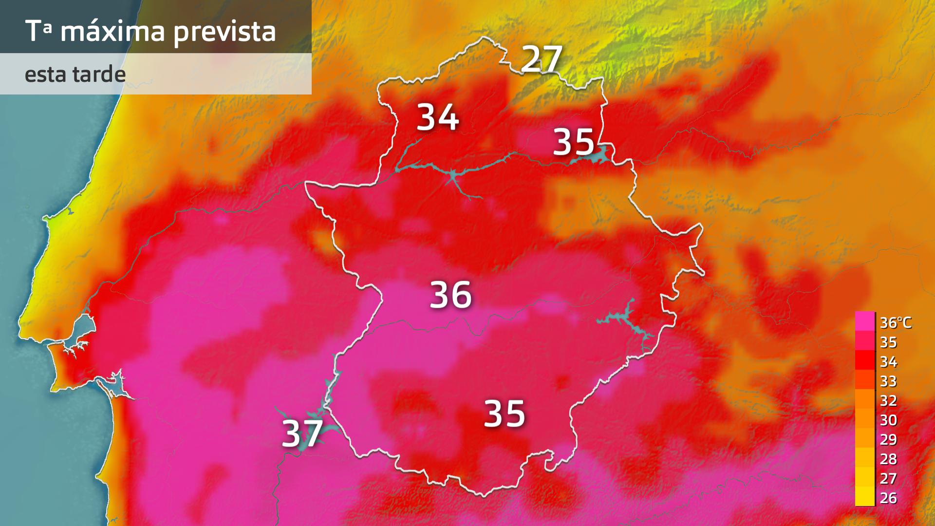 Temperatura máxima prevista para hoy martes 2 de julio