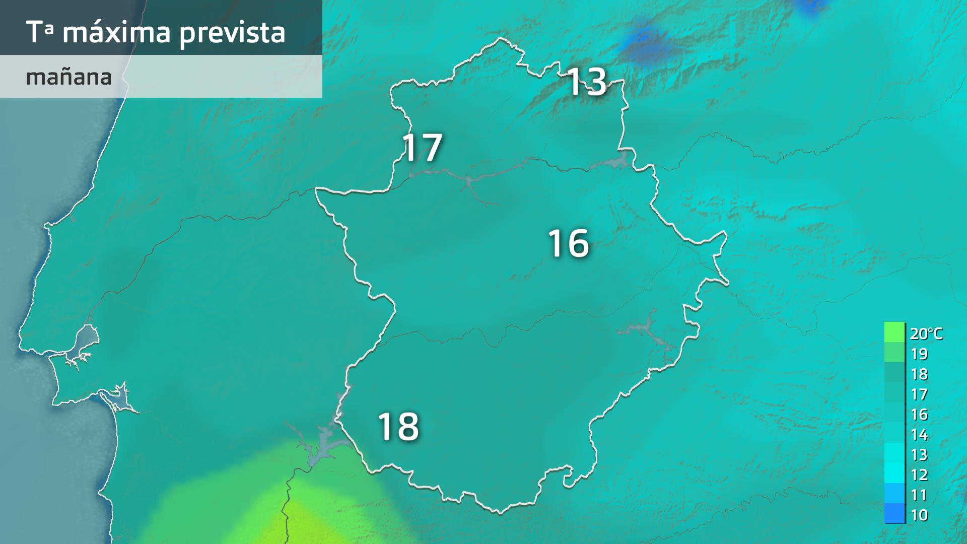 Temperatura máxima previsa para el lunes 15 de enero