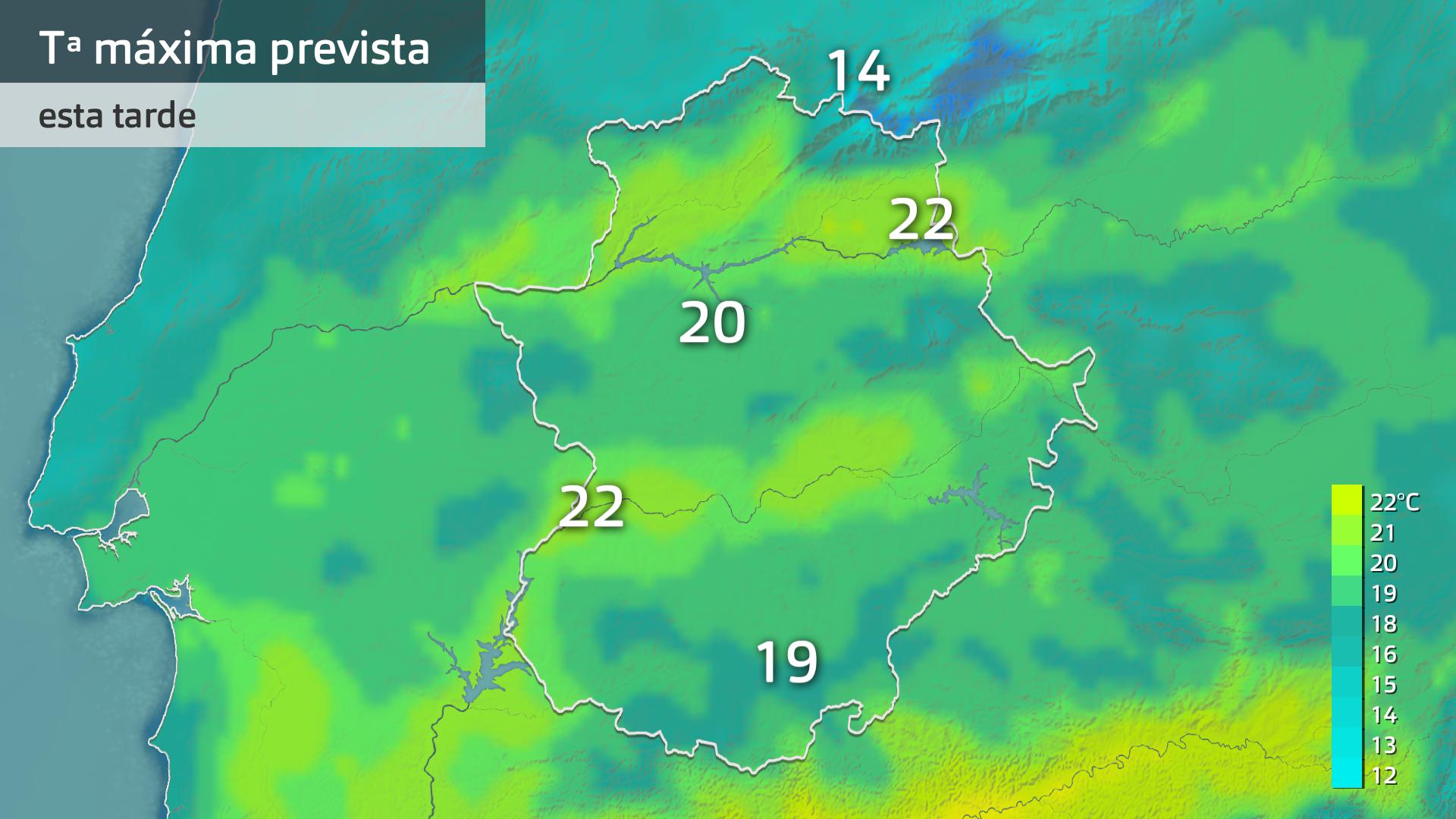 Temperatura máxima prevista para hoy martes 22 de abril