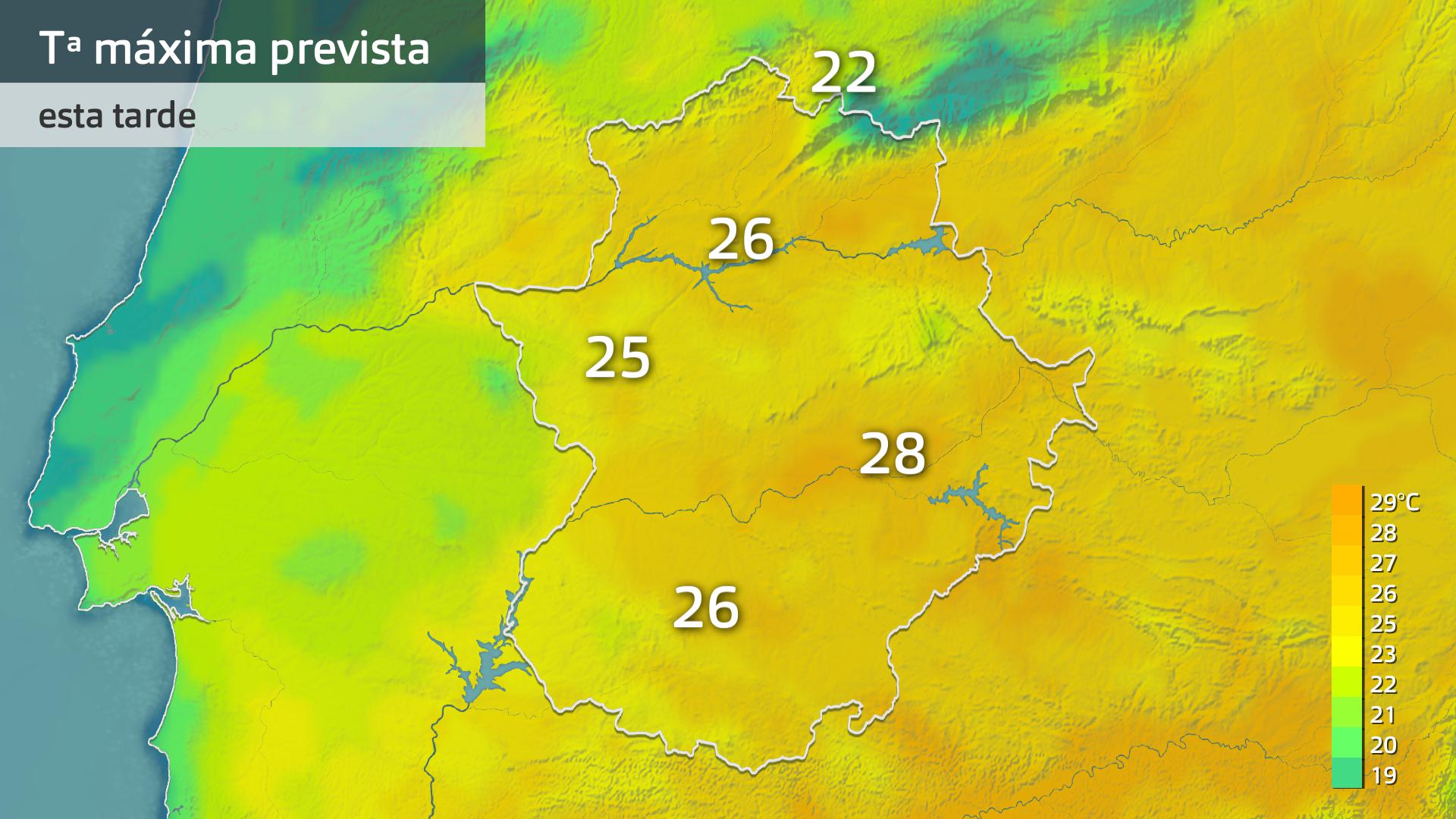 Temperatura máxima prevista para hoy viernes 25 de abril