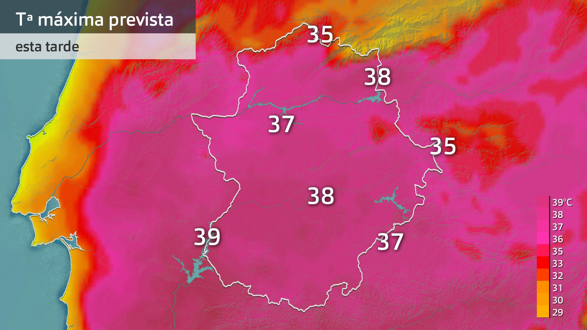 Temperatura máxmas prevista para hoy jueves 19 de junio