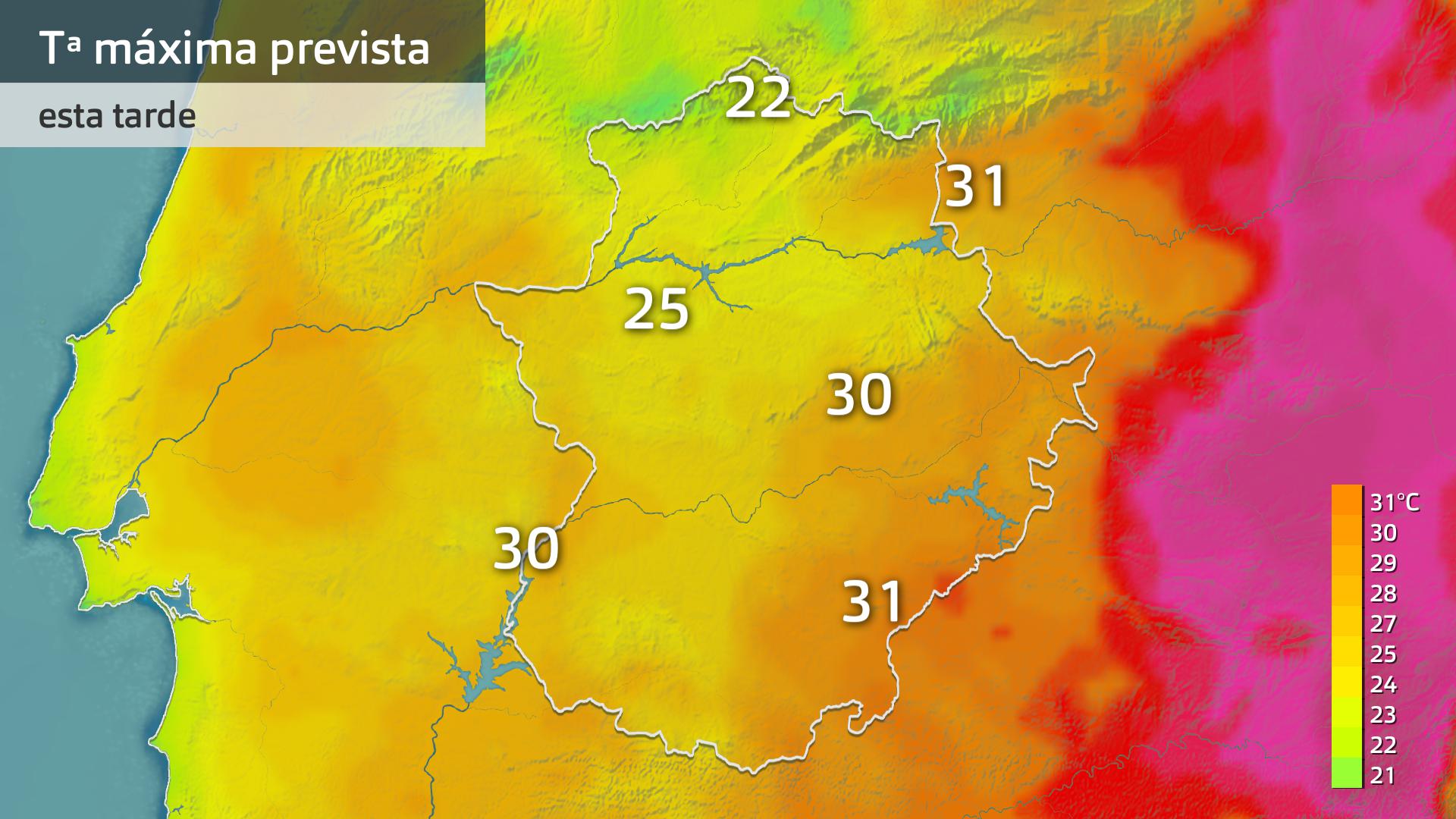 Temperatura máxima prevista para hoy martes 24 de junio