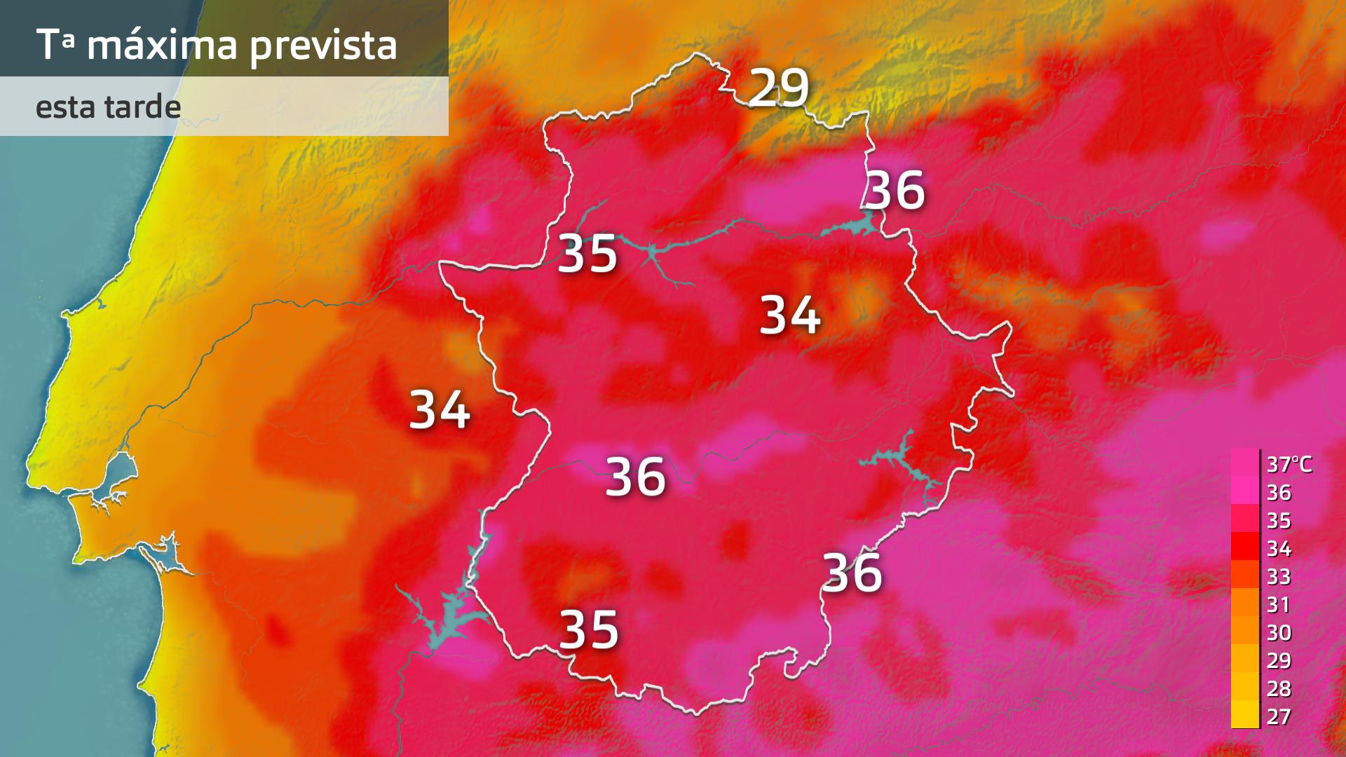 Temperatura máxima prevista para hoy martes 22 de julio