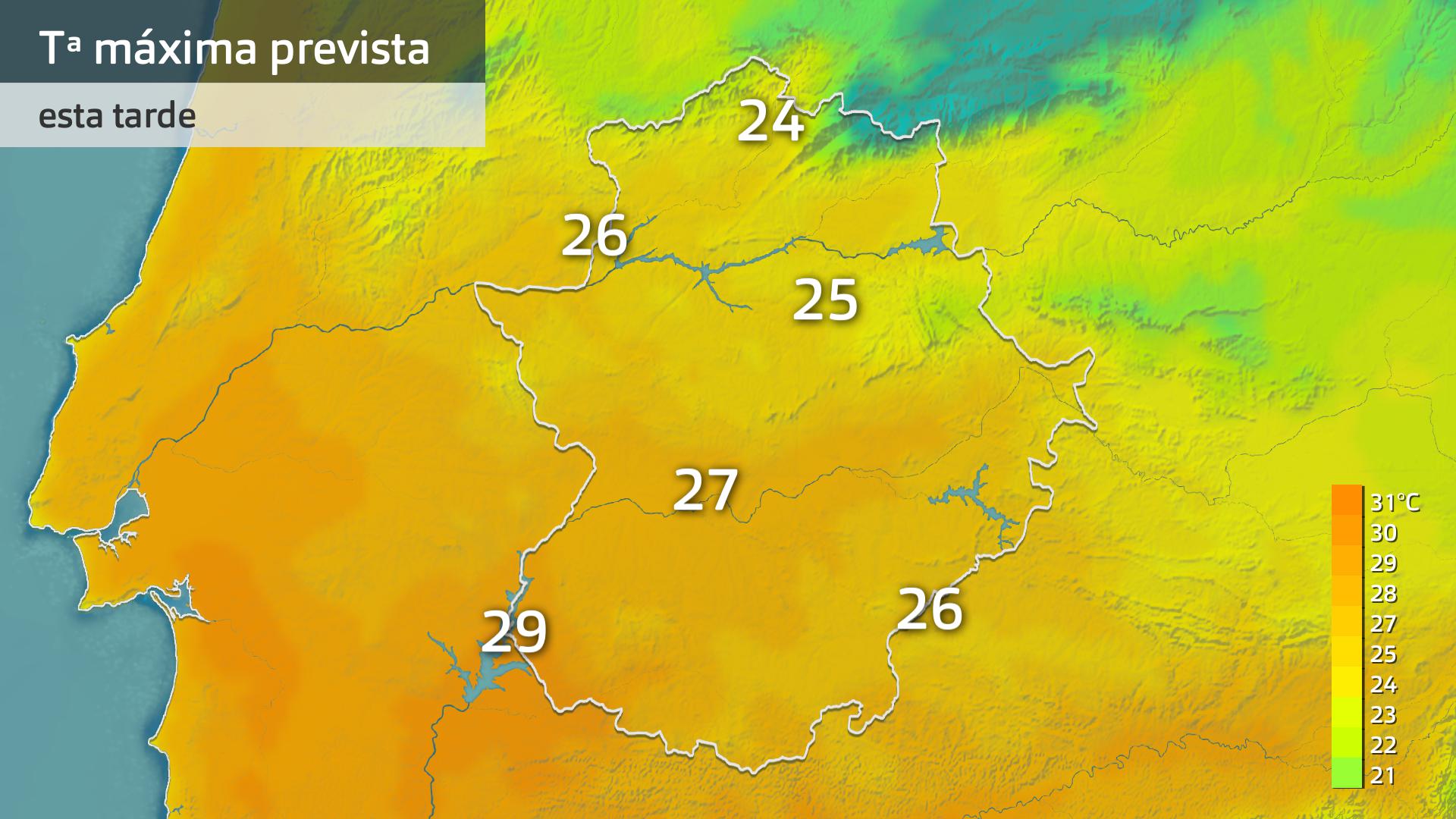 Temperatura máxima prevista para hoy miércoles 24 de septiembre