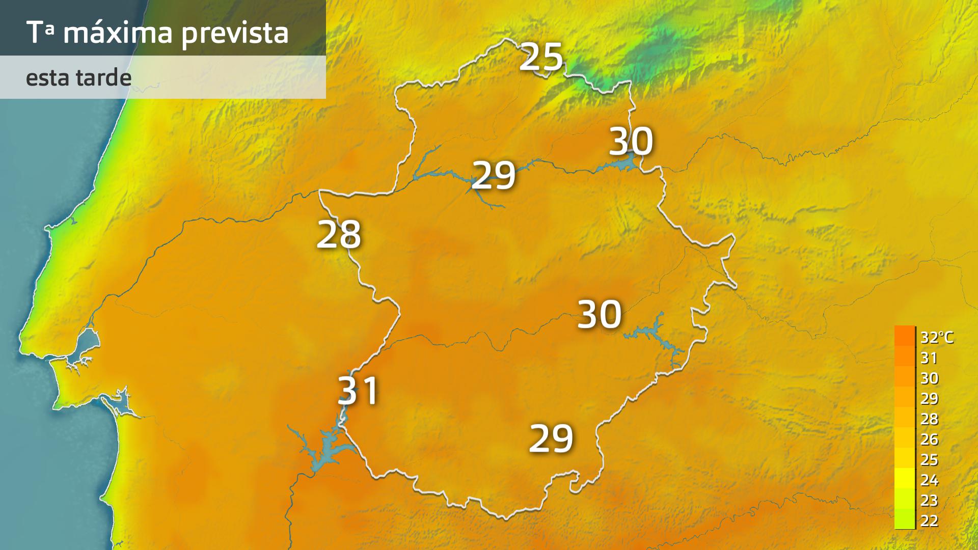 Temperatura máxima prevista para hoy viernes 26 de septiembre