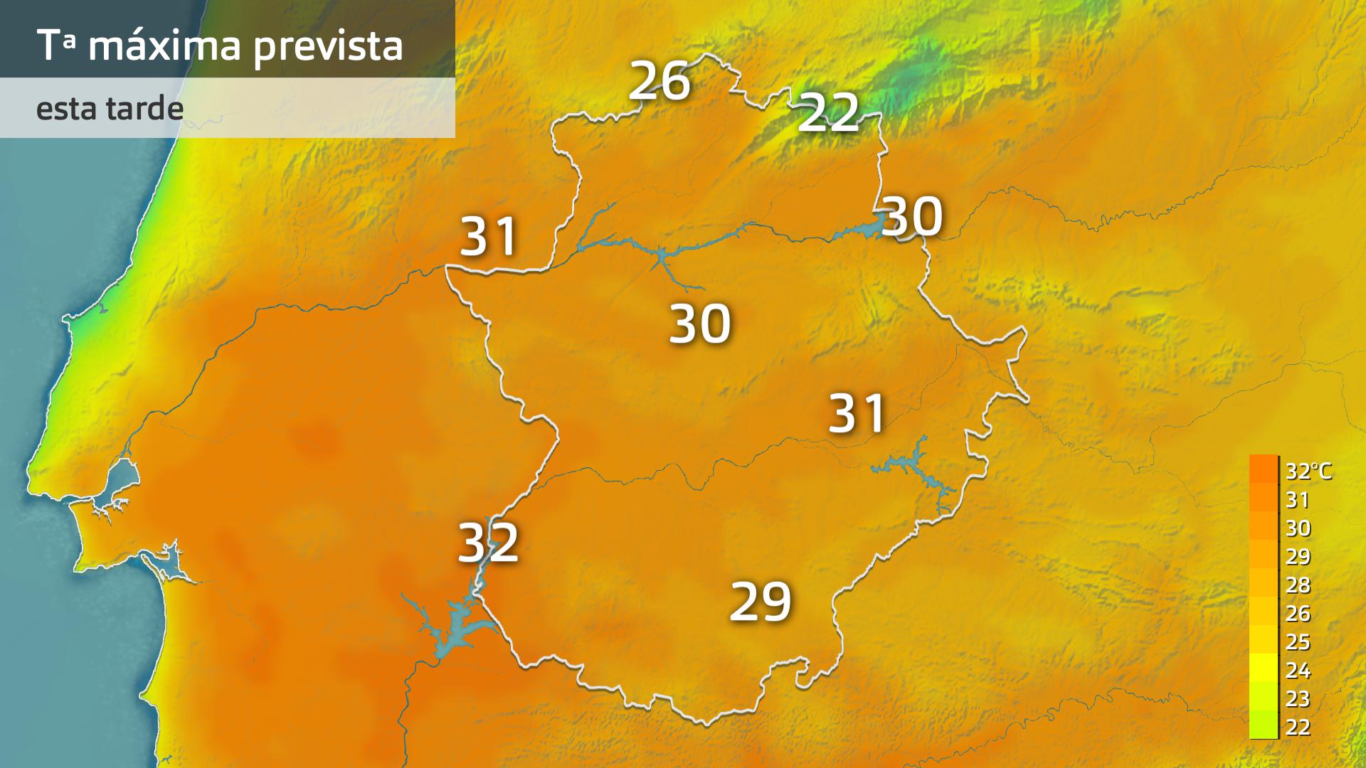 Temperatura máxima prevista para hoy jueves 2 de octubre