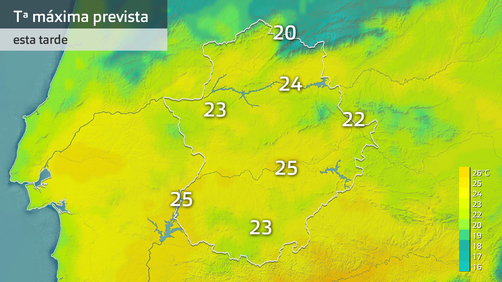Temperatura máxima prevista para hoy lunes 20 de octubre