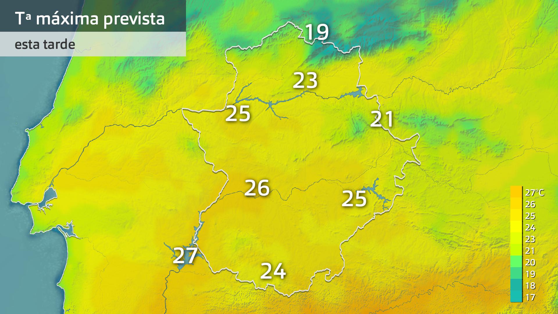 Temperatura máxima prevista para hoy viernes 24 de octubre
