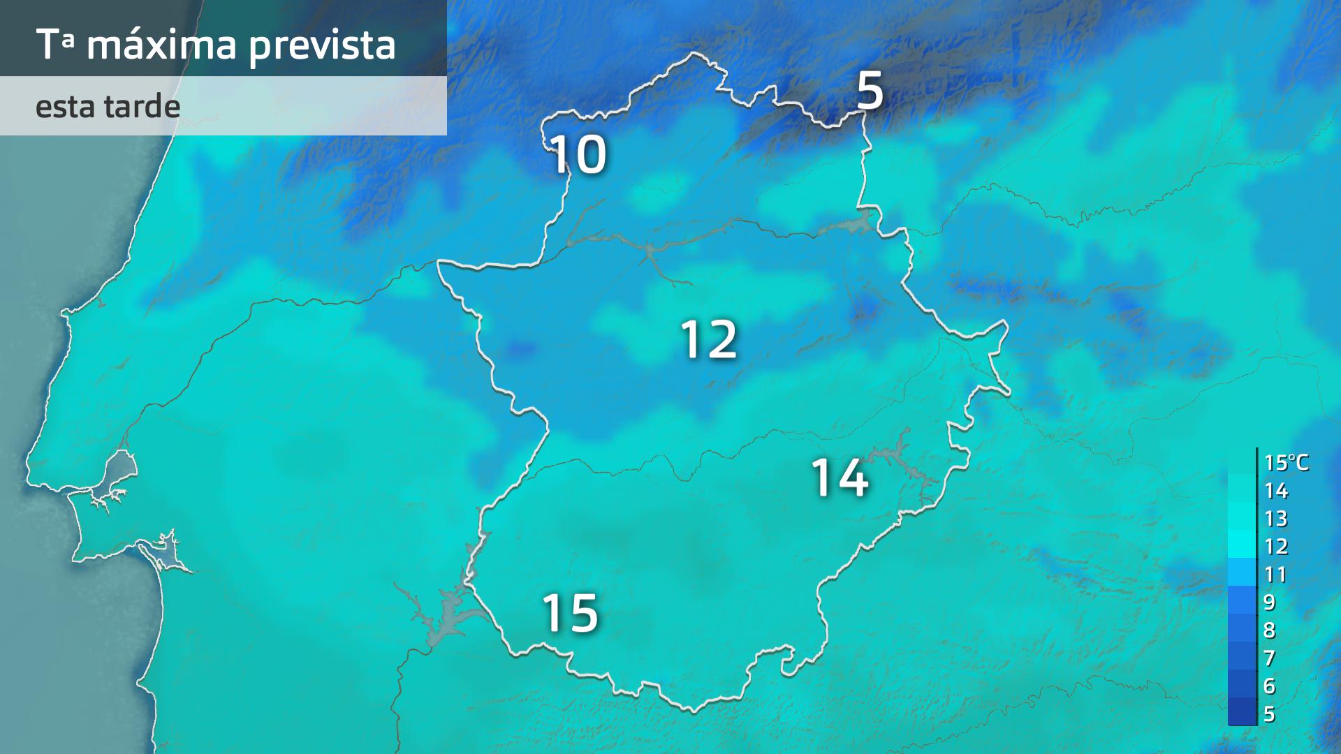 Temperatura máxima prevista para hoy lunes 15 de diciembre