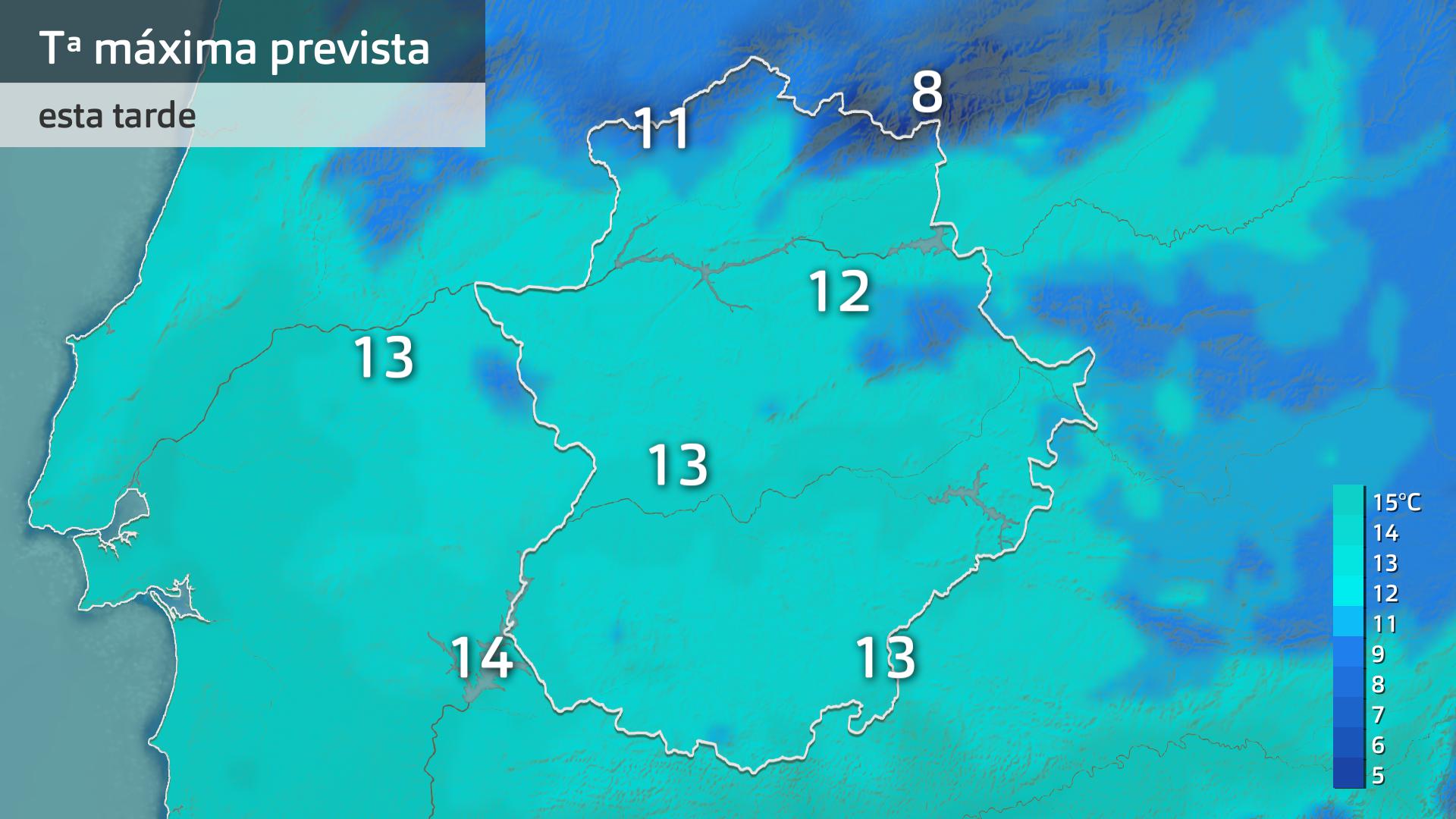 Temperatura máxima prevista para hoy miércoles 14 de enero