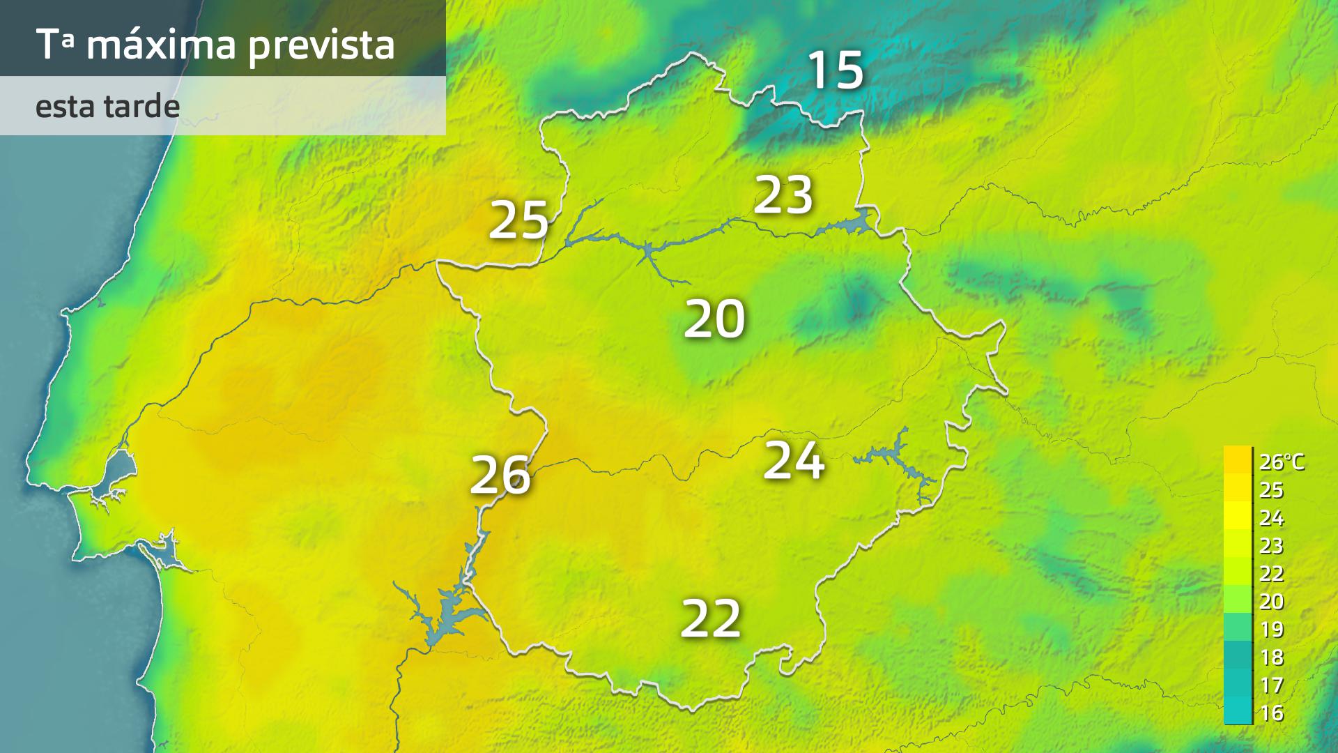 Temperatura máxima prevista para hoy viernes 24 de abril