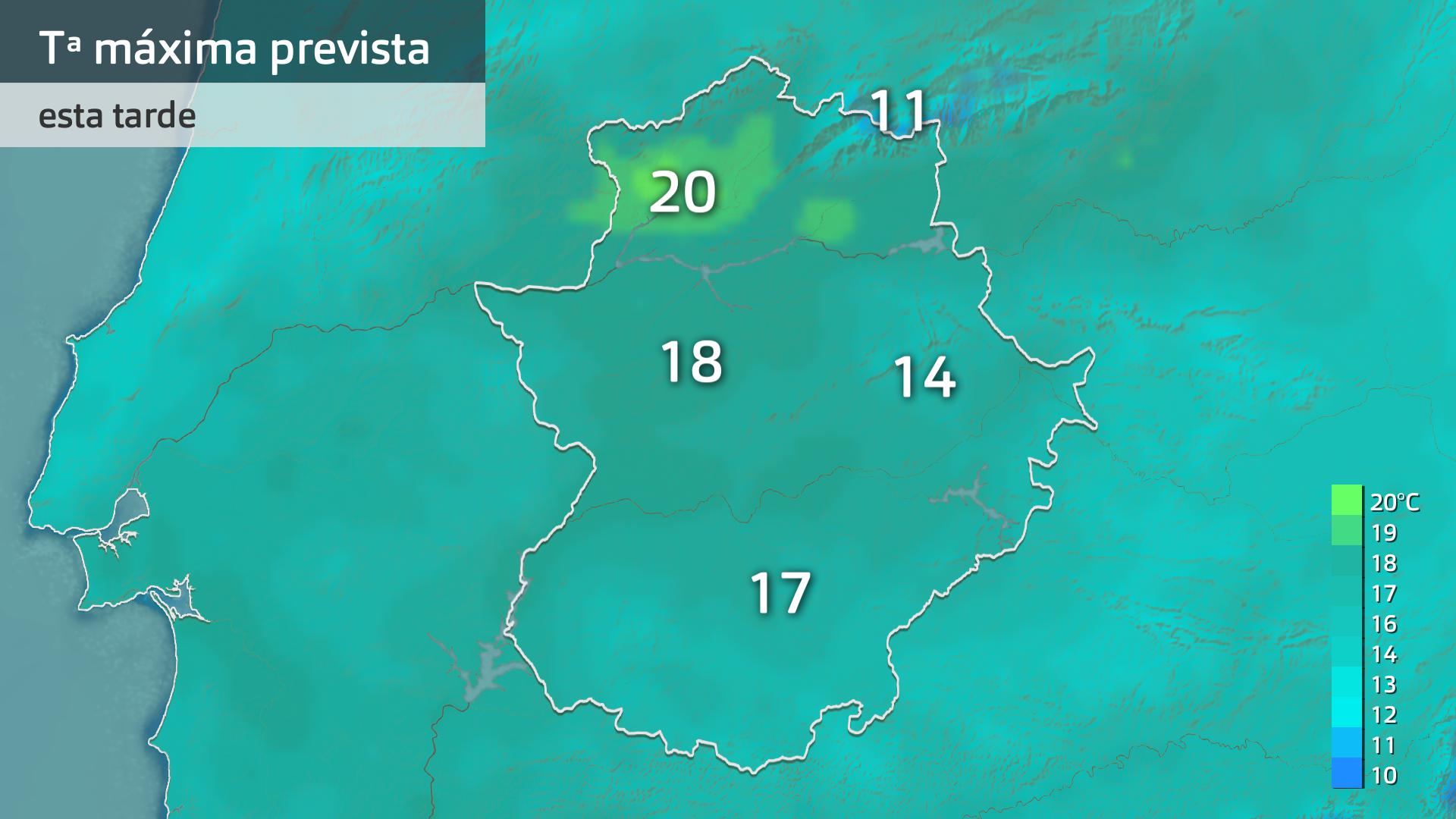 Temperatura máxima prevista para hoy lunes 25 de marzo