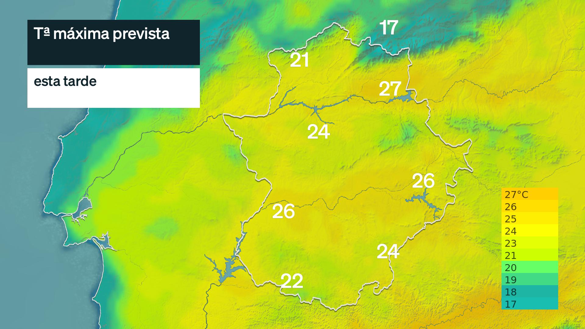 Temperatura máxima prevista para hoy lunes 18 de mayo