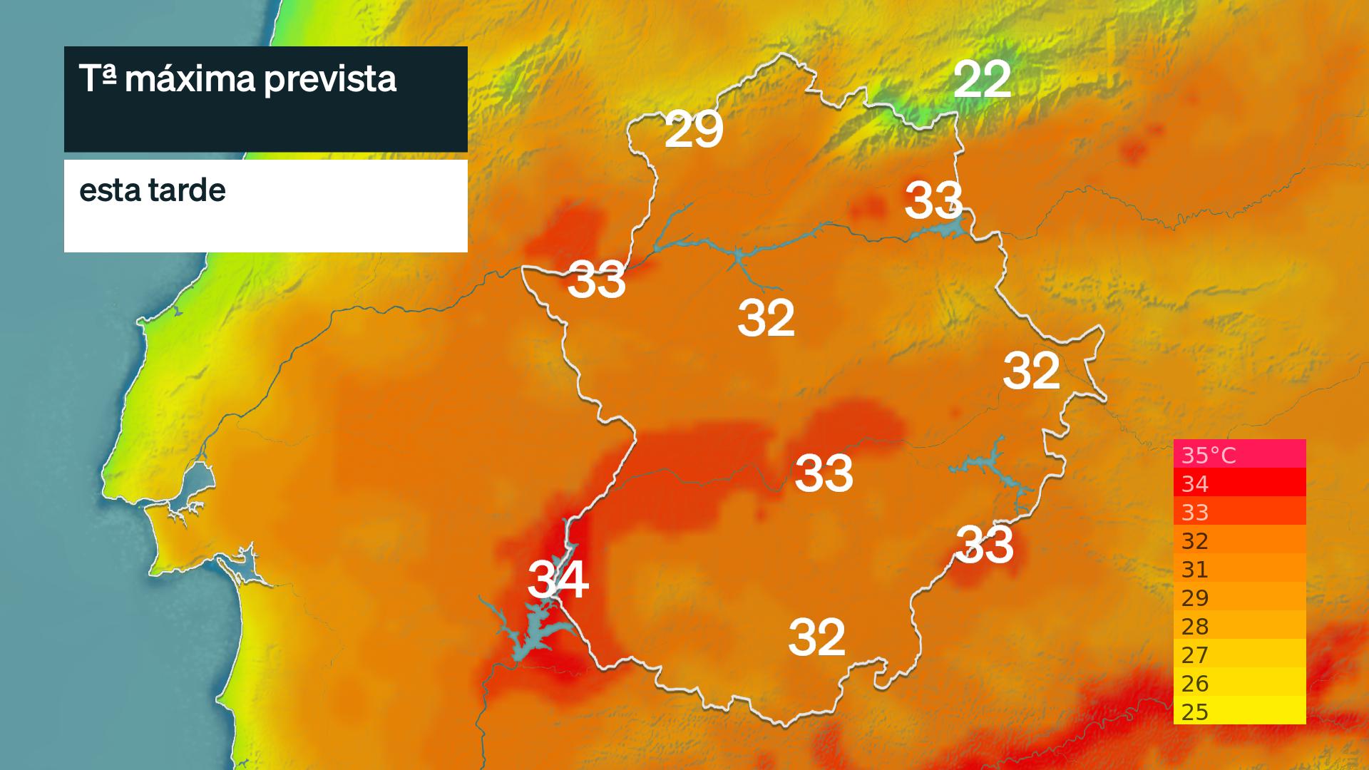 Temperatura máxima prevista para hoy lunes 15 de junio