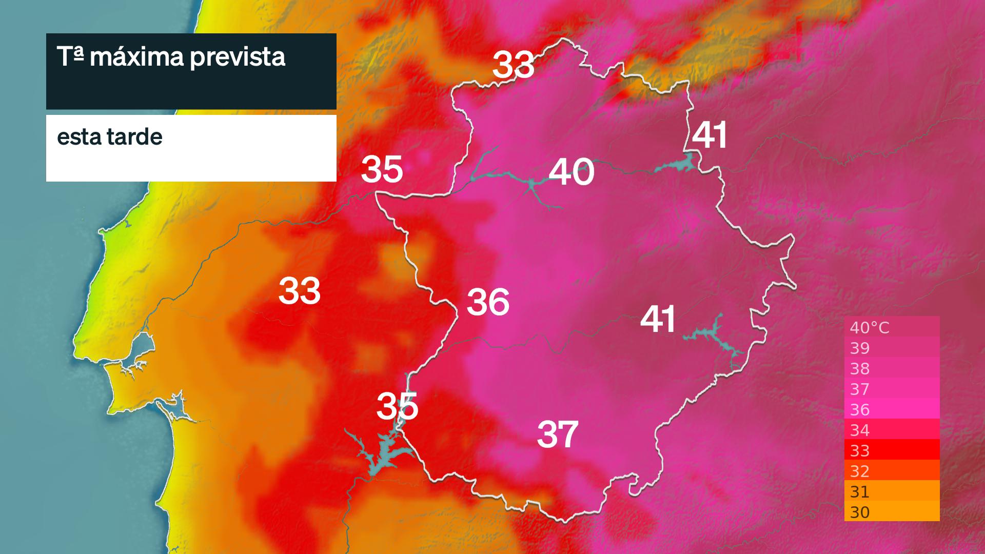 Temperatura máxima prevista para hoy lunes 22 de junio