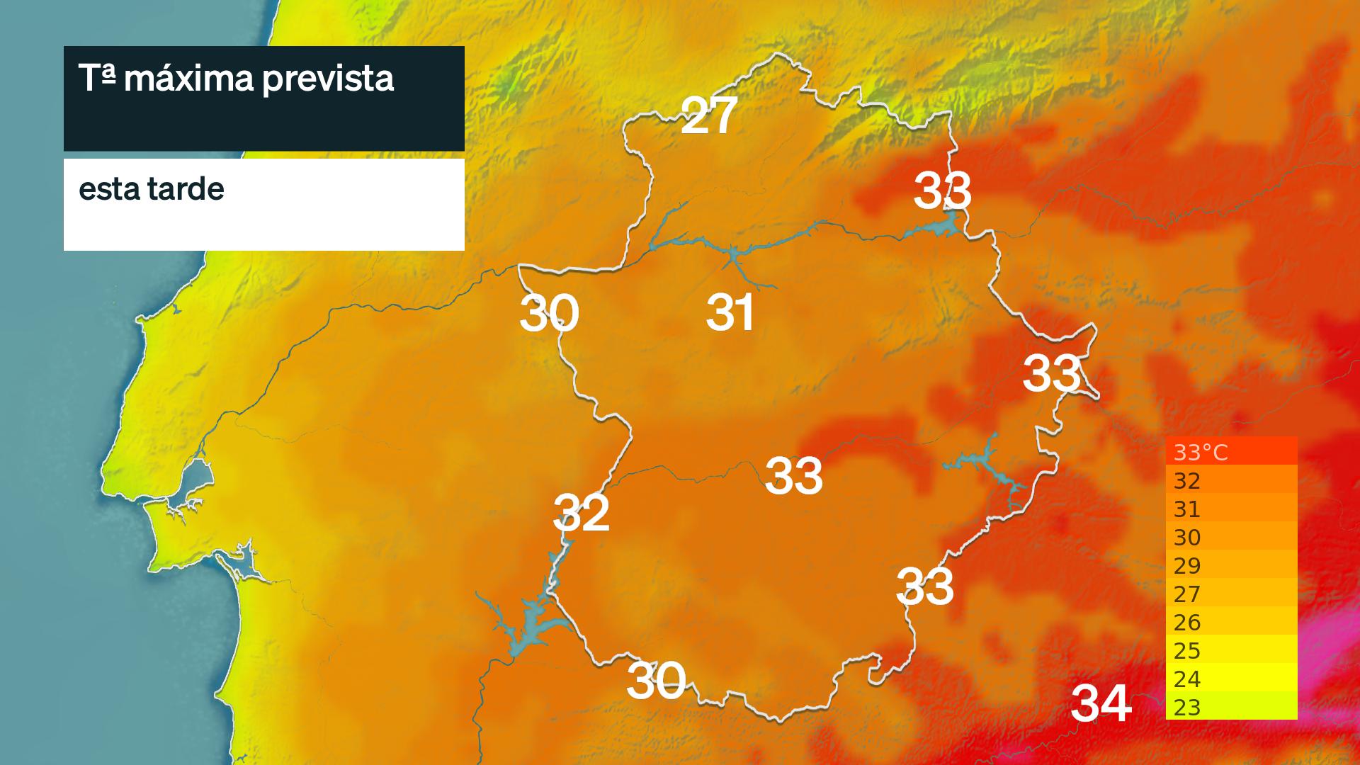 Temperatura máxima prevista para hoy viernes 26 de junio