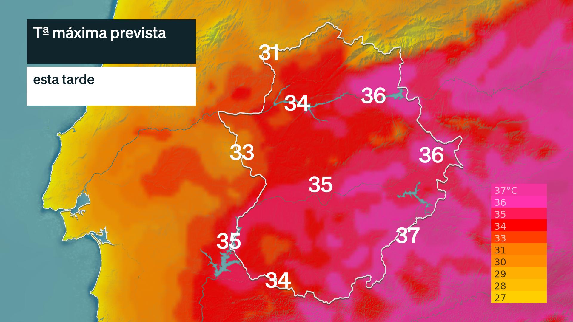 Temperatura máxima prevista para hoy miércoles 15 de julio