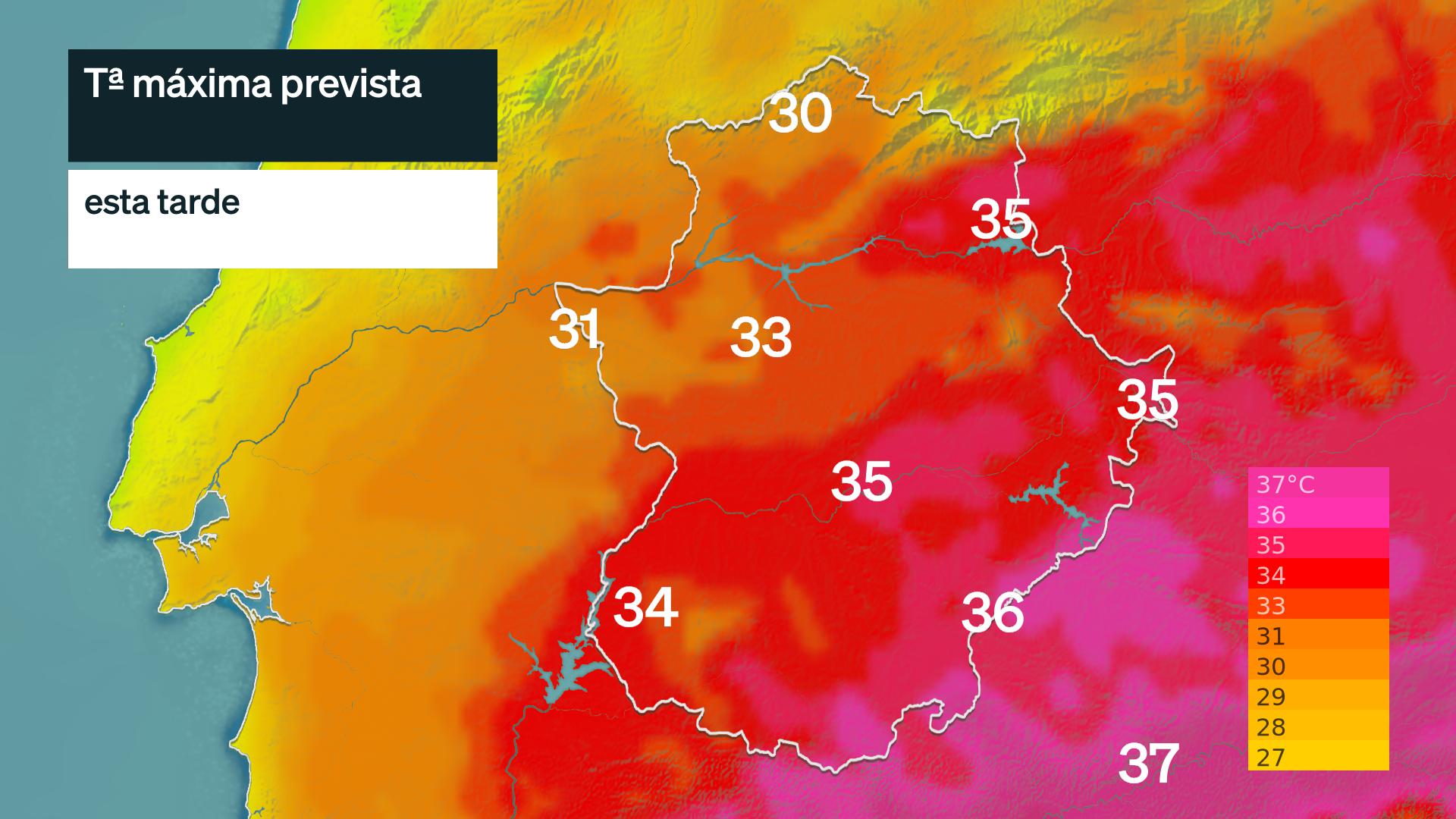 Temperatura máxima prevista para hoy lunes 31 de agosto