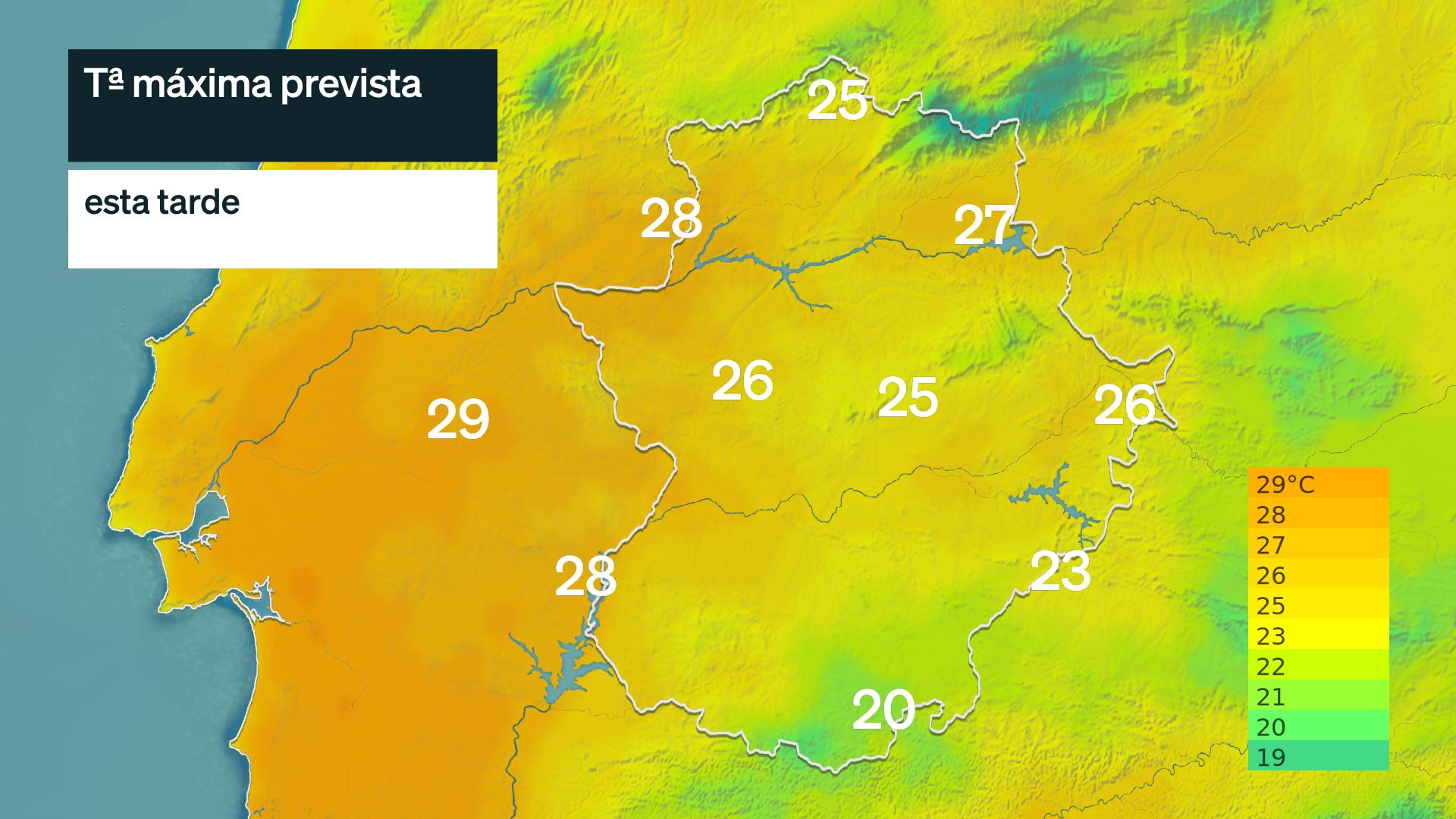 Temperatura máxima prevista para hoy lunes 28 de septiembre