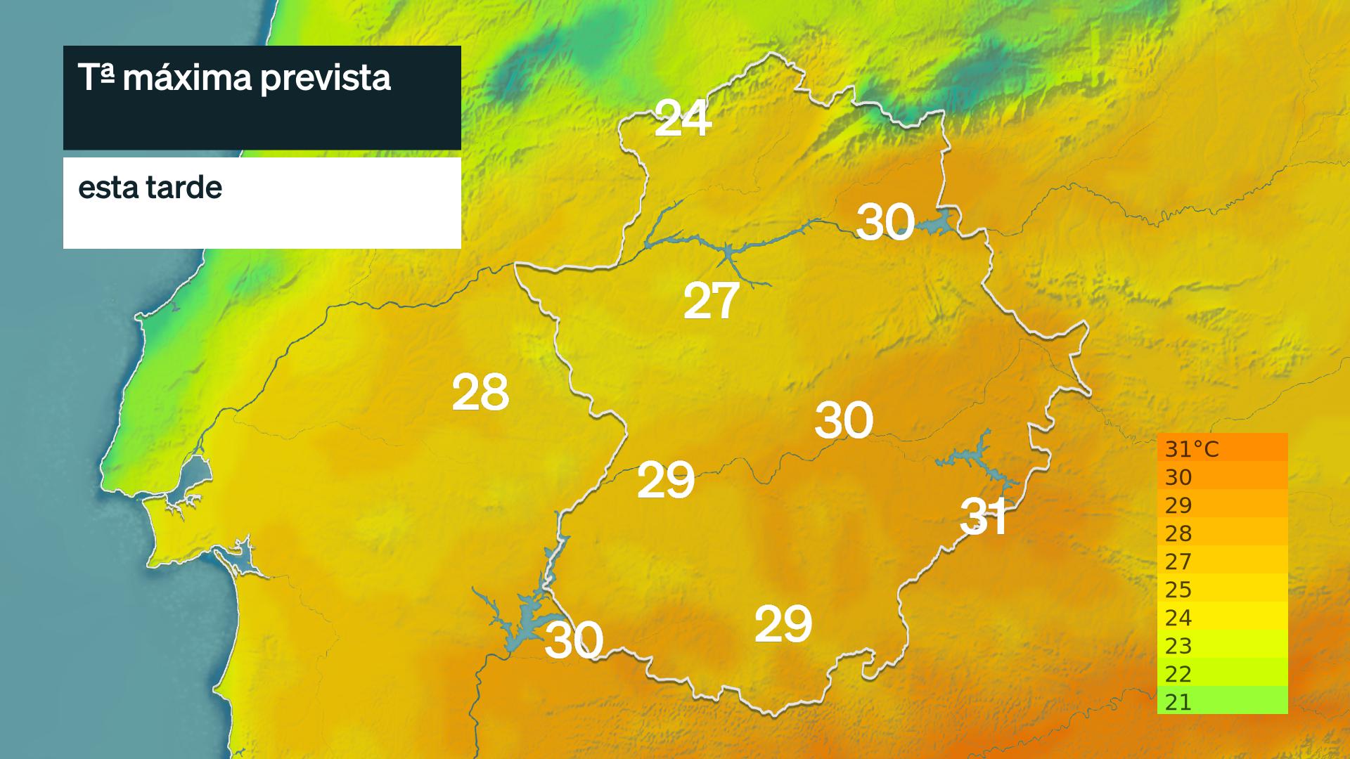 Temperatura máxima prevista para hoy jueves 1 de octubre