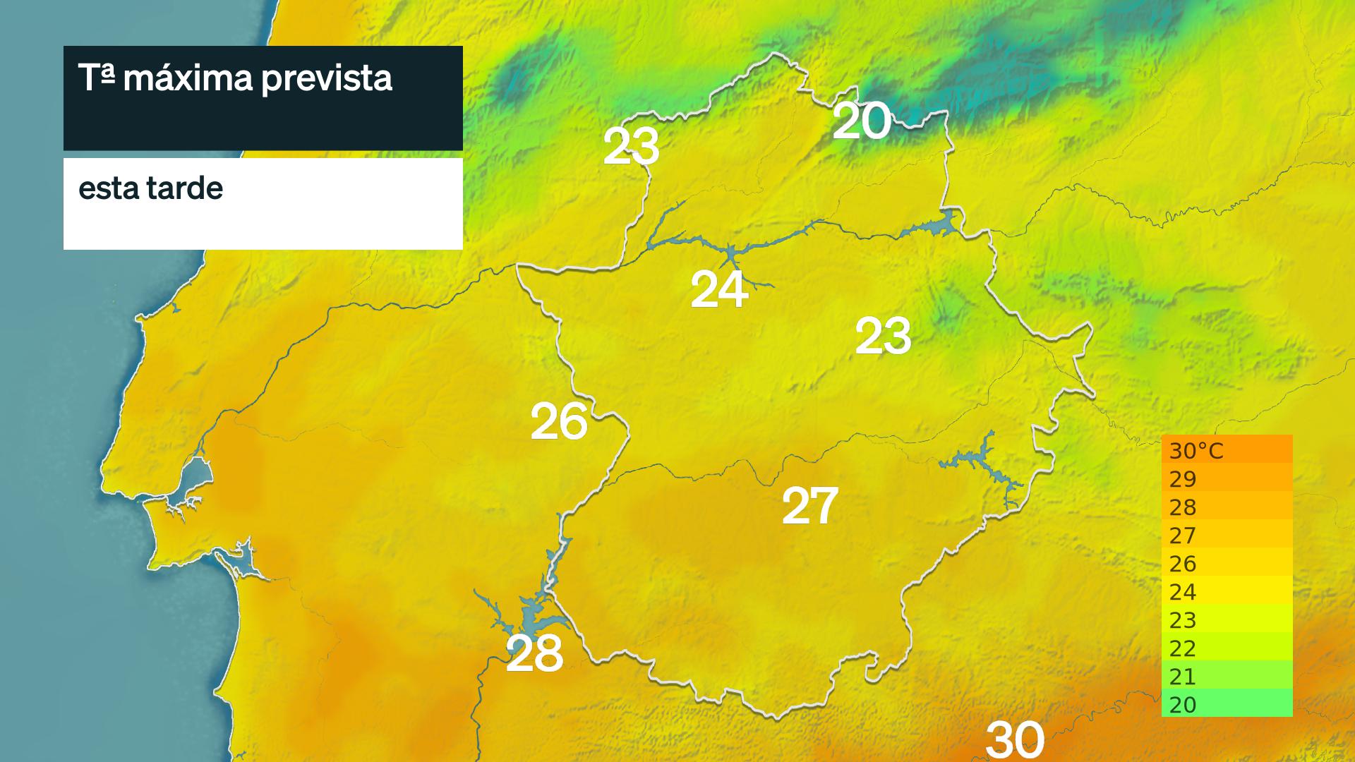 Temperatura máxima prevista para hoy lunes 5 de octubre