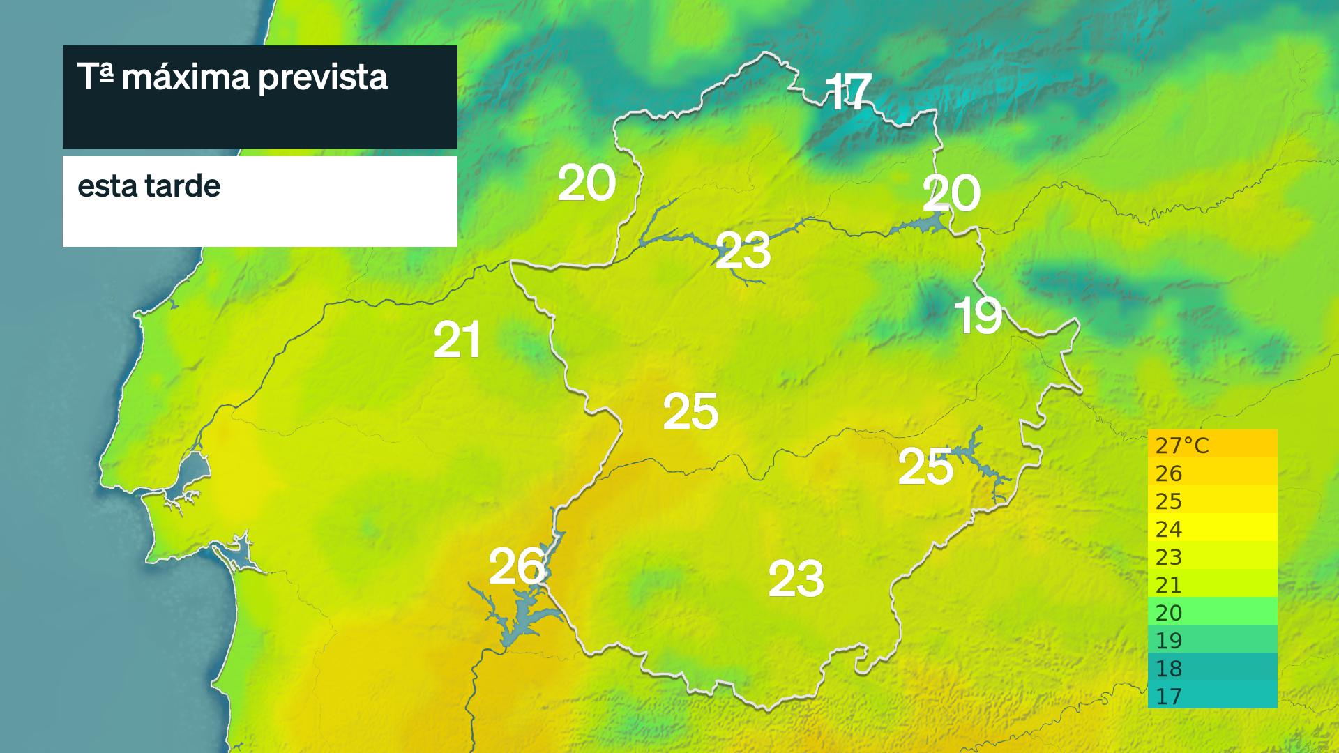 Temperatura máixma prevista para hoy martes 6 de octubre