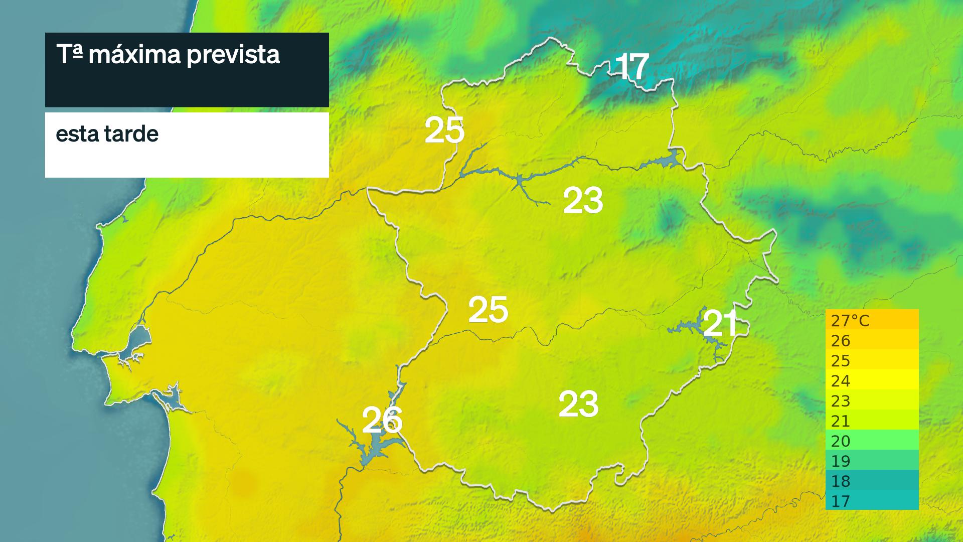 Temperatura máxima prevista para hoy miércoles 7 de octubre