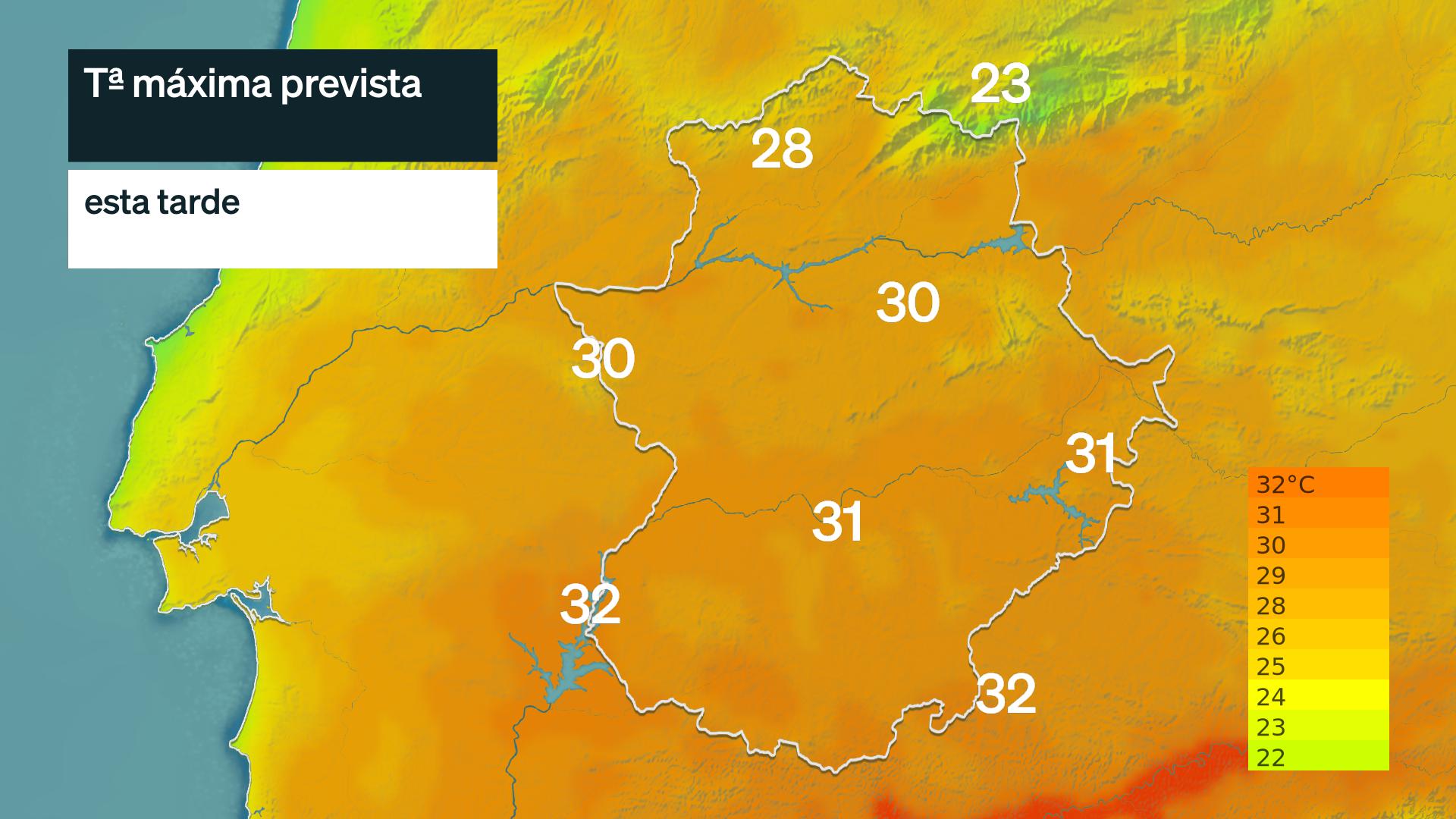 Temperatura máxima prevista para hoy martes 13 de octubre