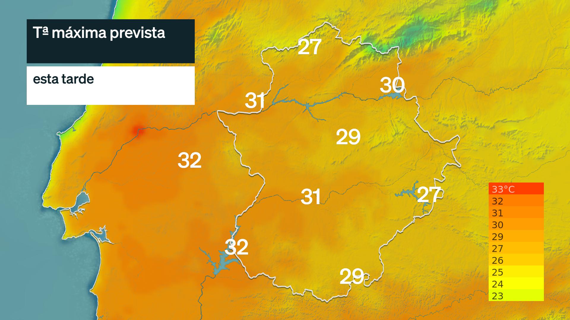 Temperatura máxima prevista para hoy jueves 15 de octubre