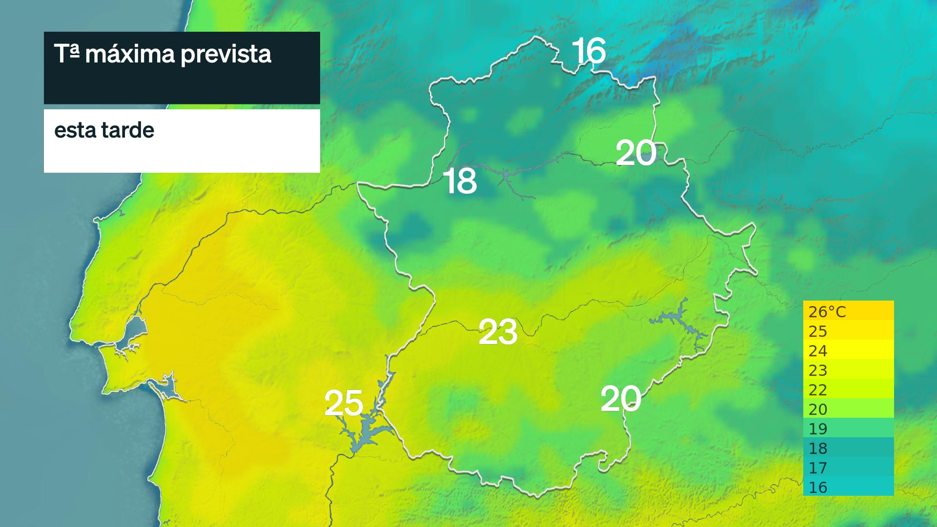Temperatura máxima prevista para hoy lunes 19 de octubre