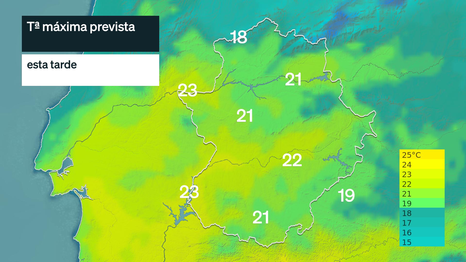 Temperaura máxima prevista para hoy miércoles 21 de octubre