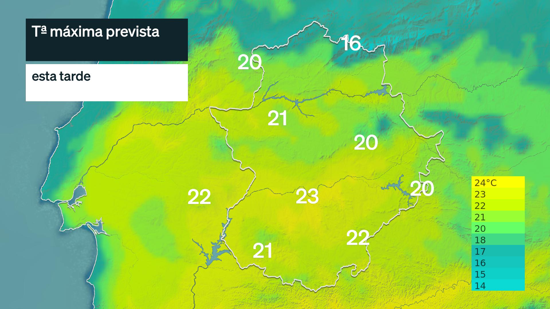 Temperatura máxima prevista para hoy jueves 22 de octubre