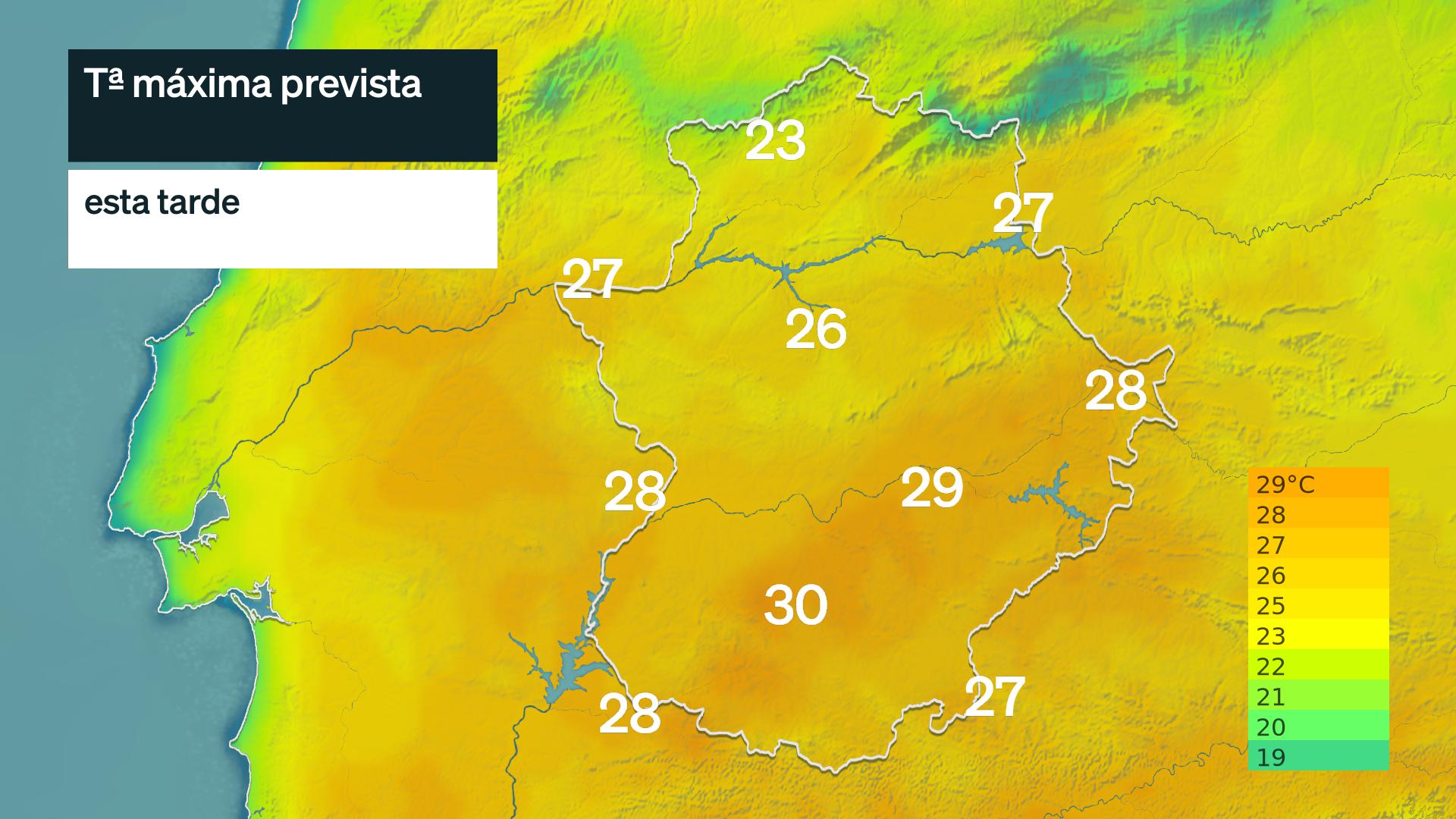 Temperatura máxima prevista para hoy lunes 26 de octubre