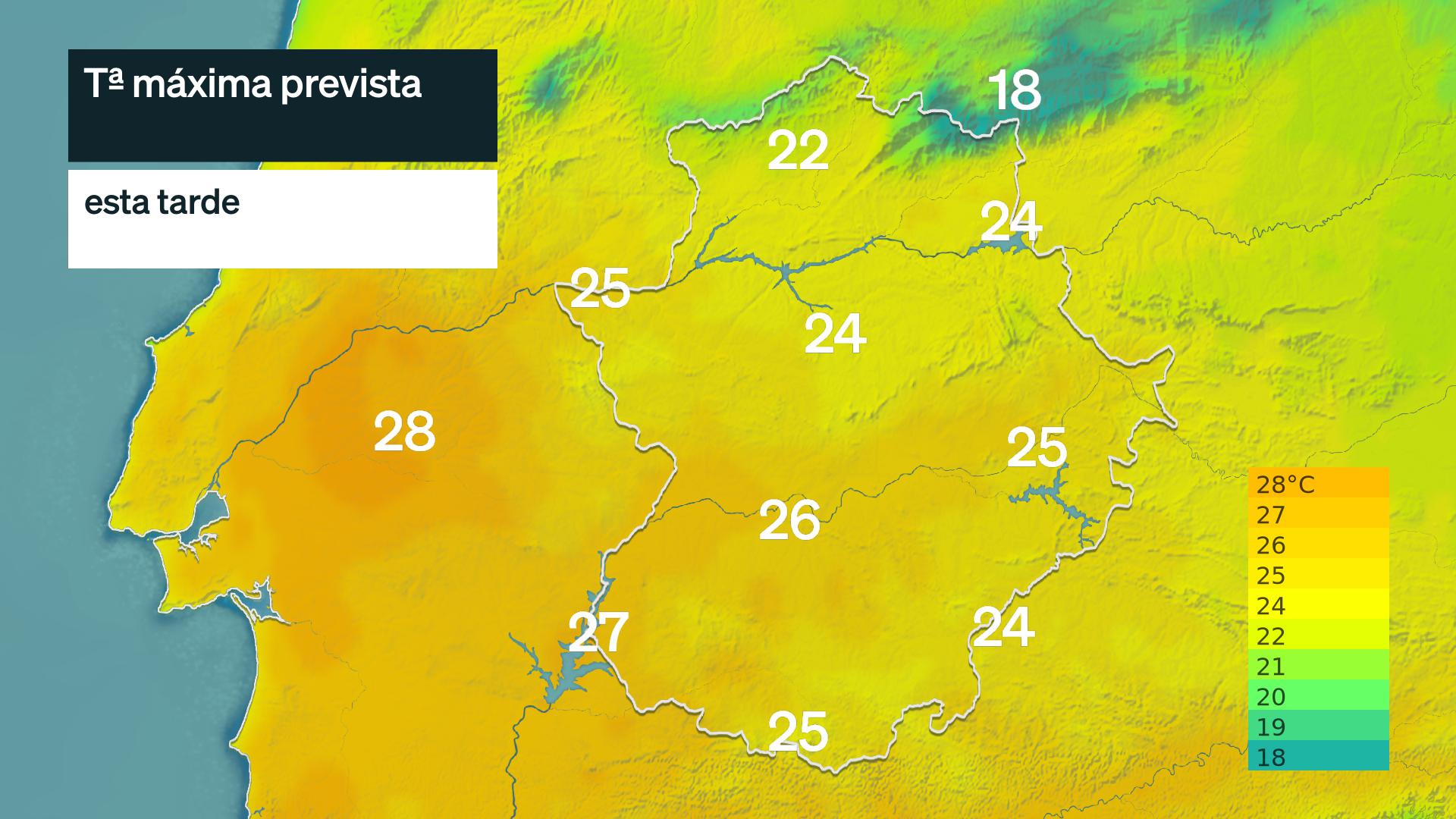 Temperatura máxima prevista para hoy jueves 29 de octubre