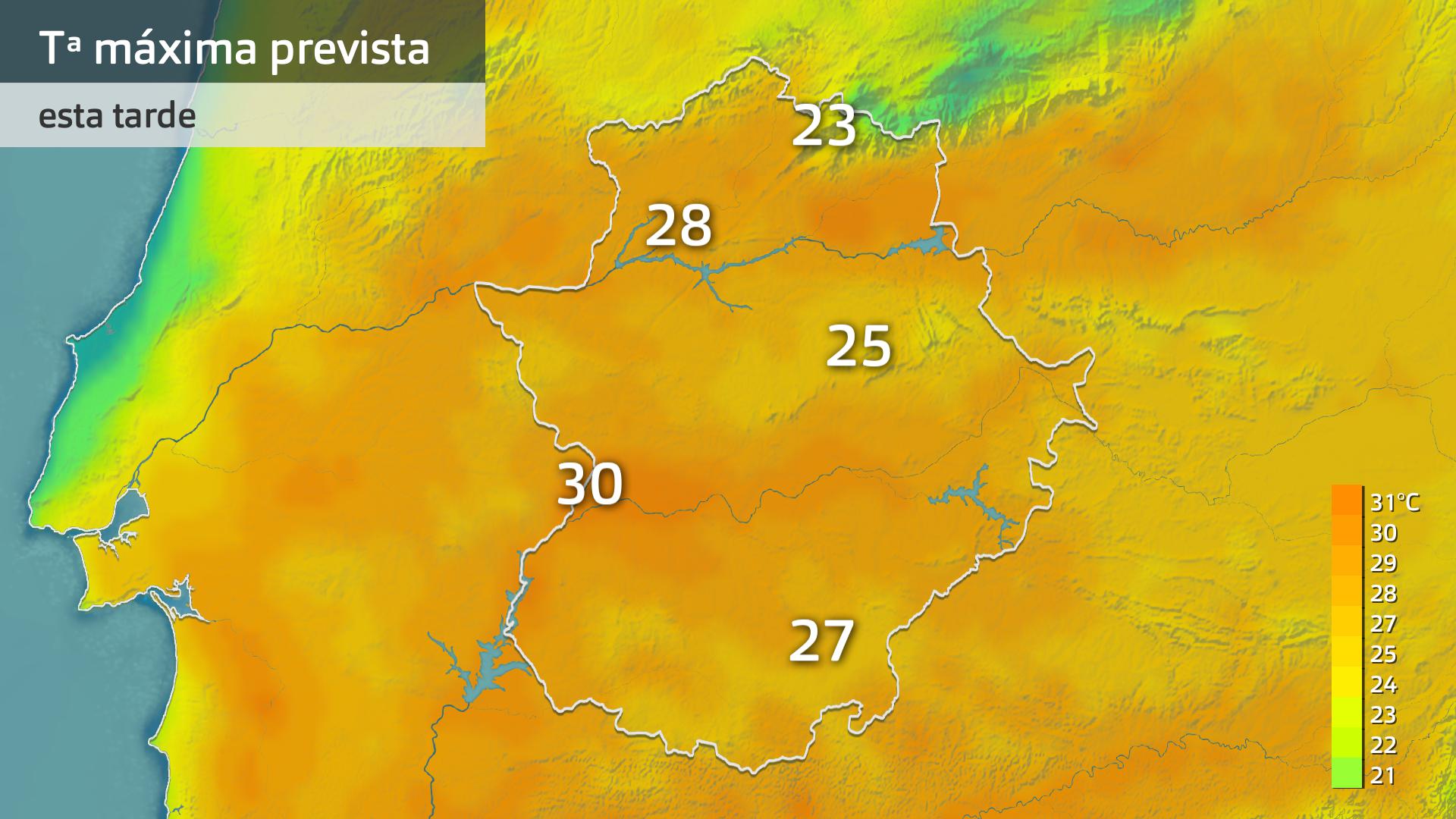 Temperatura máxima prevista para hoy lunes 15 de abril