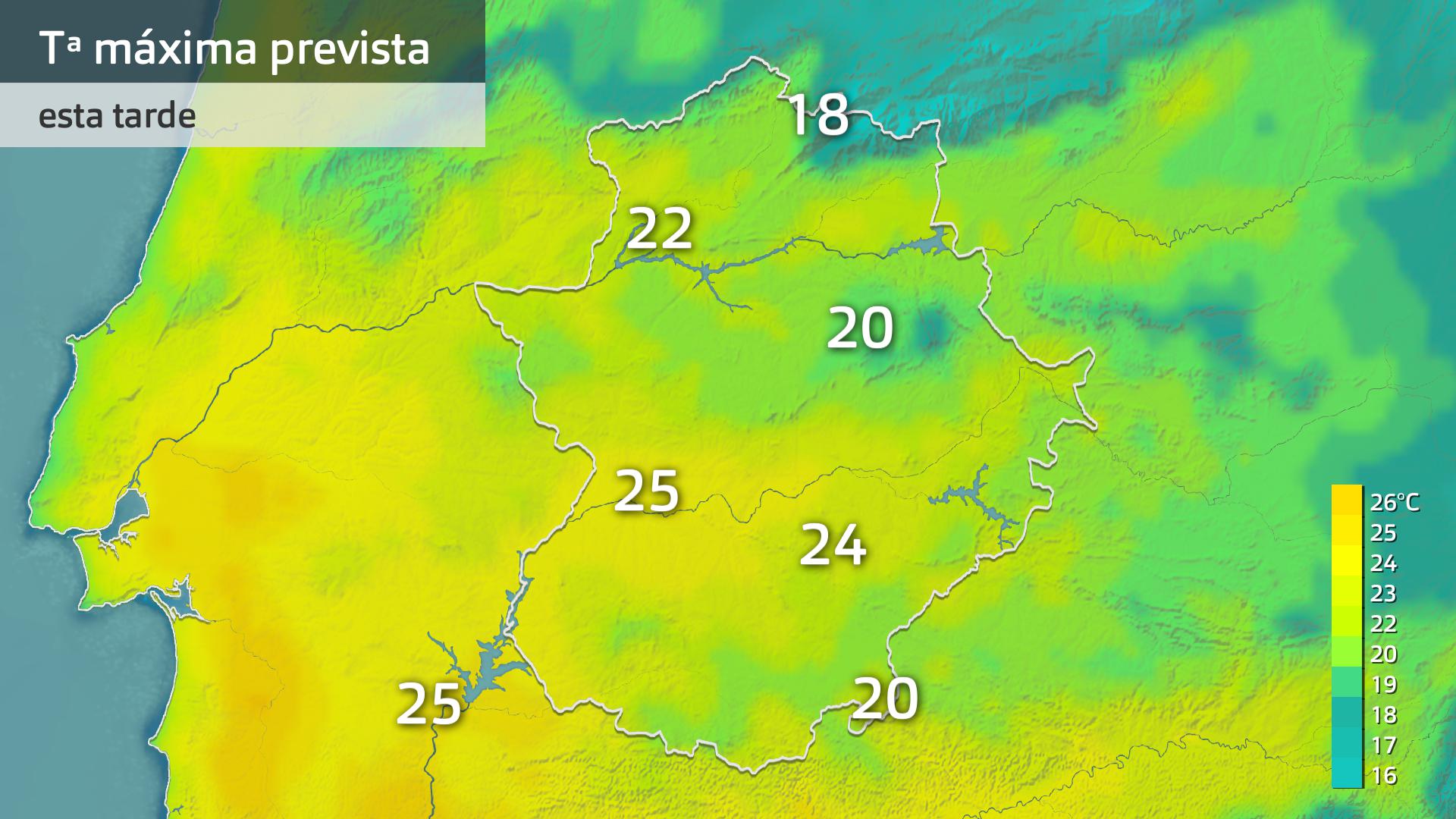 Temperatura máxima prevista para hoy miércoles 24 de abril